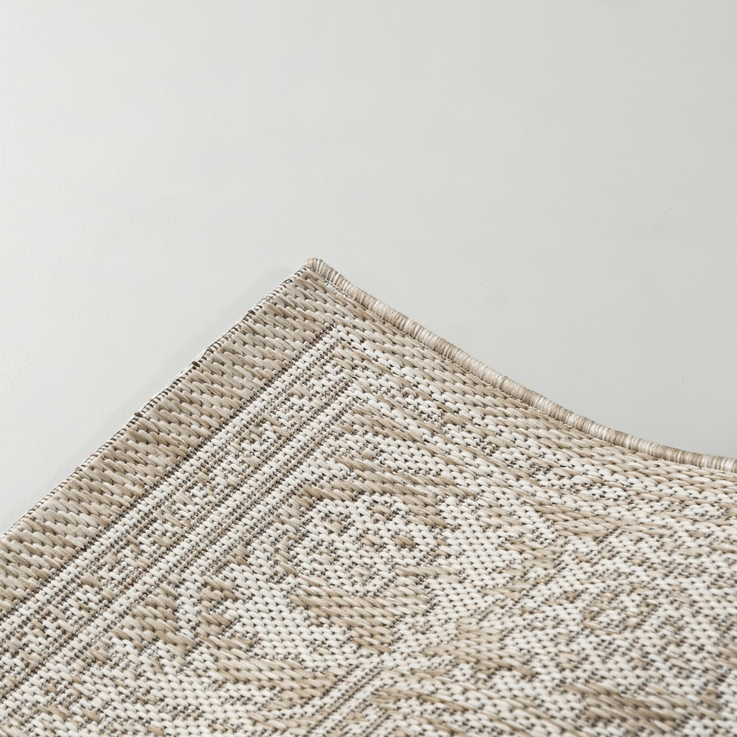 Mazovia Teppich Beige In/Outdoor-Teppich Vintage - Balkon, Terrasse, Patio, Pavillon - Kurzflor Rechteckig Oeko-TEX® Zertifikat Wasserdicht - 160 x 230 cm