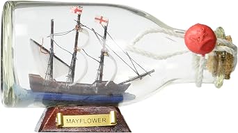 Hampton Nautical Mayflower Ship in a Glass Bottle, 5" Brown