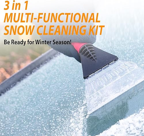 Miniatura 6 de ZONETECH Kit de cepillo de nieve 3 en 1 para coche, cabezal reemplazable, pala portátil para quitar nieve, raspador de hielo y cepillo de nieve para