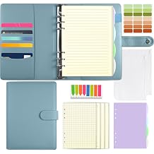 Mlife A5 Refillable Ring Binder, with 180 Sheets Refill Paper,A5 Notebook with Binder Pockets and Dividers,for Men and Women-Blue