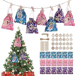 Christmas Advent Calendar Bags - Deer-itemized Beautiful Advent Calendar Fill Yourself - 24 Days Christmas Advent Gift Bags Advent Calendar Candy Gift Pouches with Advent Numbers Stickers