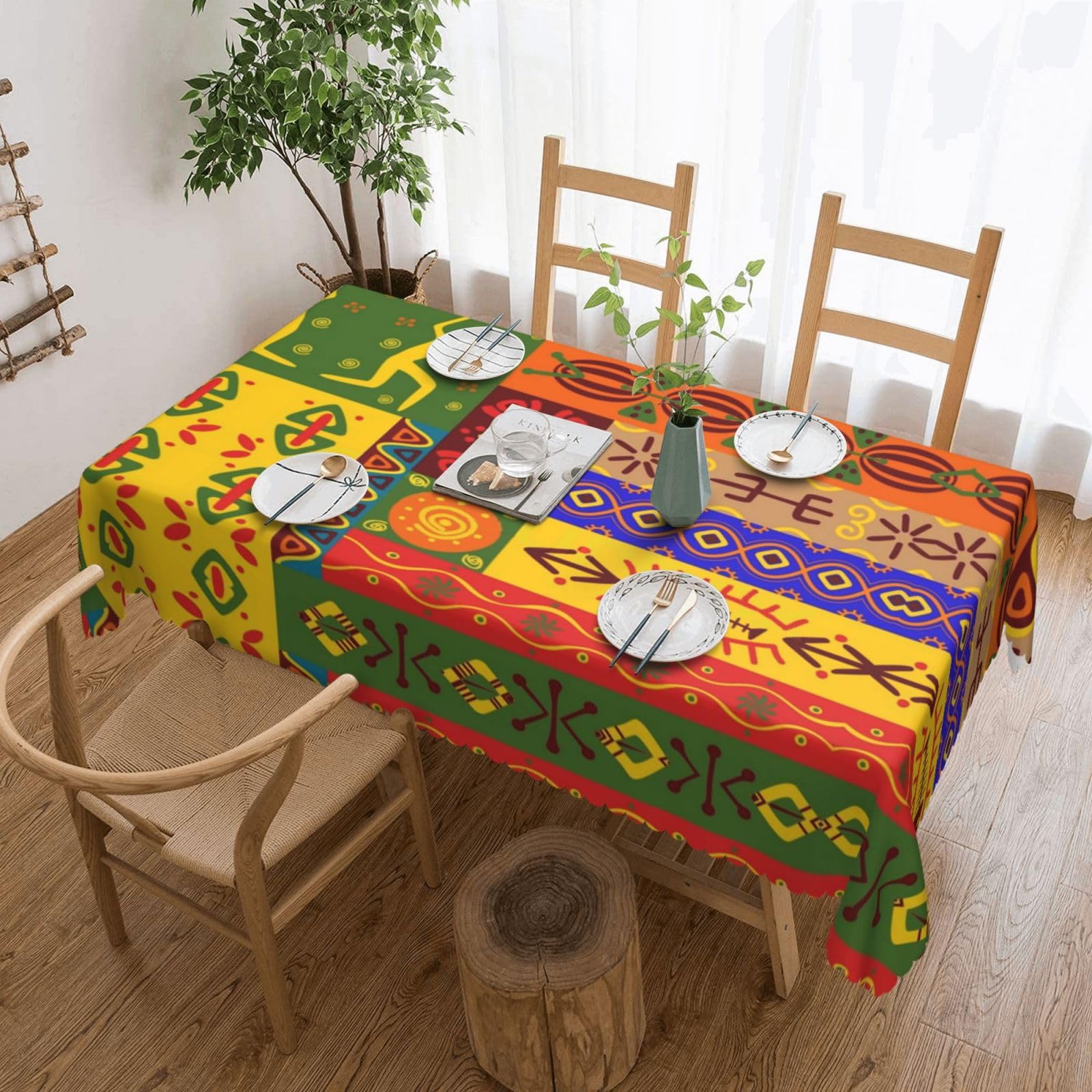 Nappe rectangulaire pour table à manger et repas de famille aux motifs africains