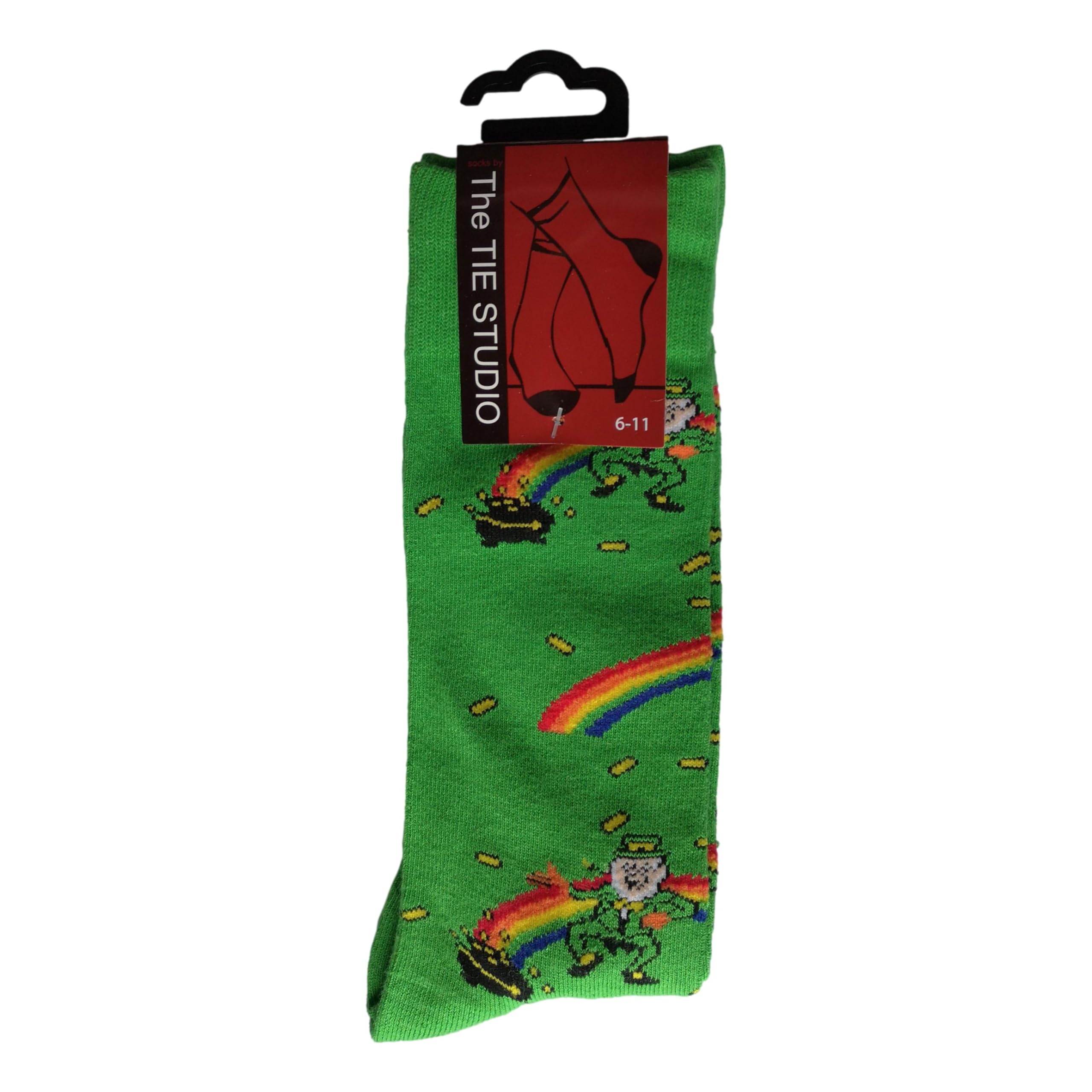 Tie Studio Lucky Leprechaun Crock of Gold Rainbow Unisex Adult Socks