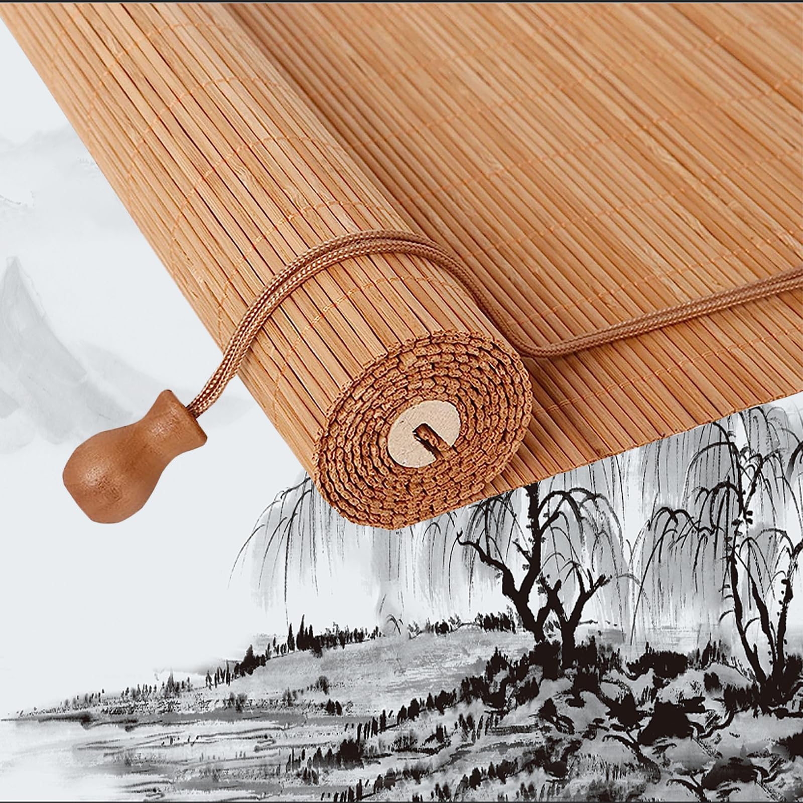 Bamboe rolgordijn 40-170 cm breed bamboe vouwgordijn binnen/buiten bamboe rolgordijn buitenruimte inkijkbescherming bamboe rolgordijn voor theehuis, restaurant, tuin, balkon, aanpasbare F-WxH: 55 x