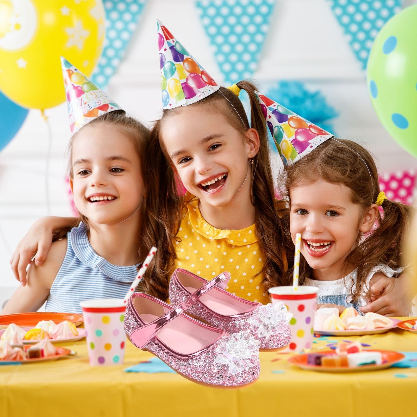 Zapatos de Princesa para Niñas Zapatillas Planos Elsa Zapatos de Baile Deportivos para Niños Adecuados para Fiestas de Disfraces Cosplay