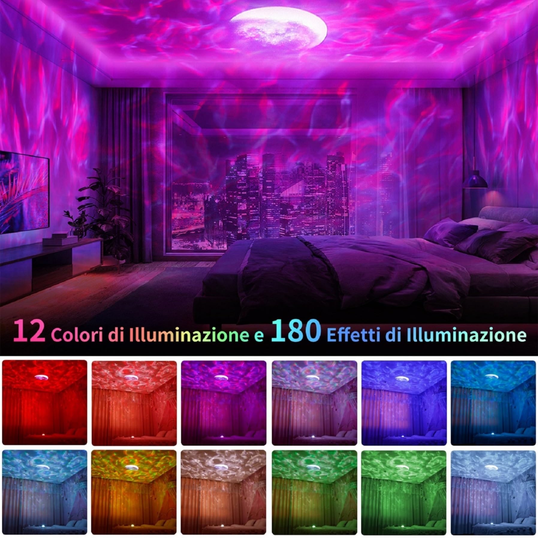 Moredig LED Proiettore Stelle Soffitto, Lampada Proiettore - 13 Luci & Modalità Luna, Luminosità e Velocità Regolabili, Lampada Atmosfera per Partito/Room Decor, Regali per Bambini, Adulti