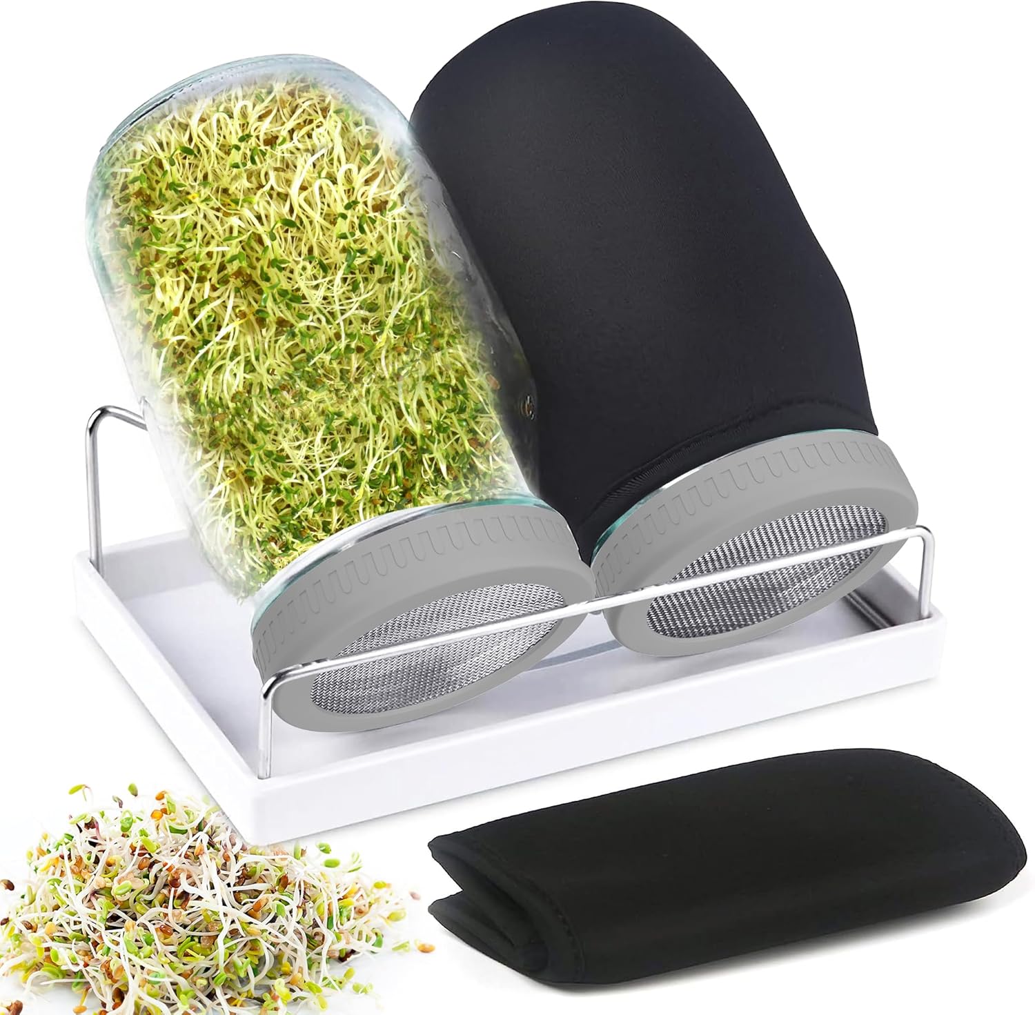 TEDOLATE Sprouting Jars, Sprout Growing Kit Including Wide