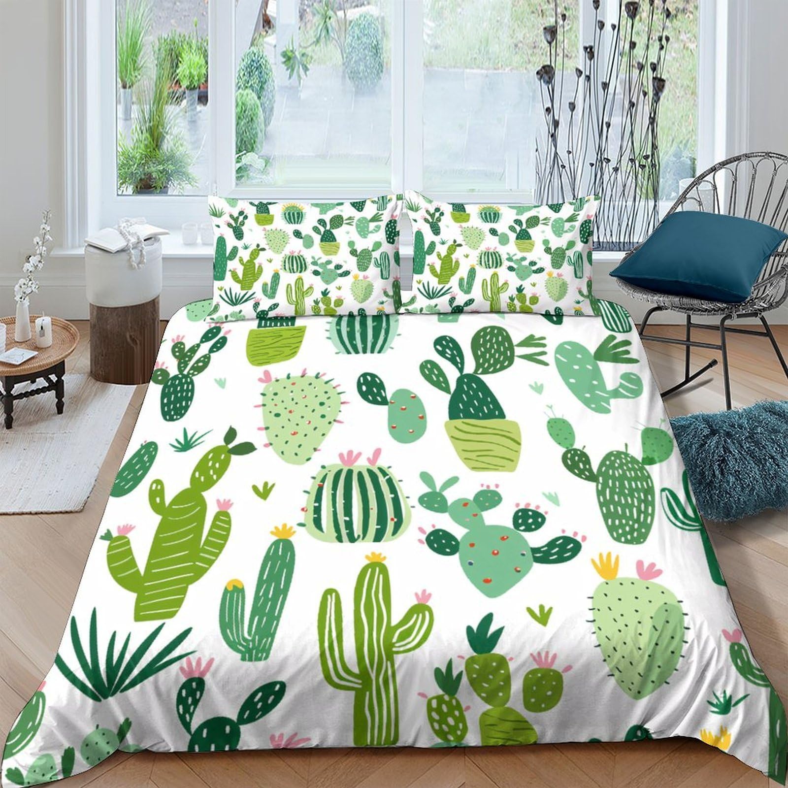 Ctjqhvkz Style-10 3D Printed Cactus Succulent Fitted Sheet Microfiber Green Plant Bed Sheet For Bedroom Dorm Mattress Cover Decor Single（135X200cm）
