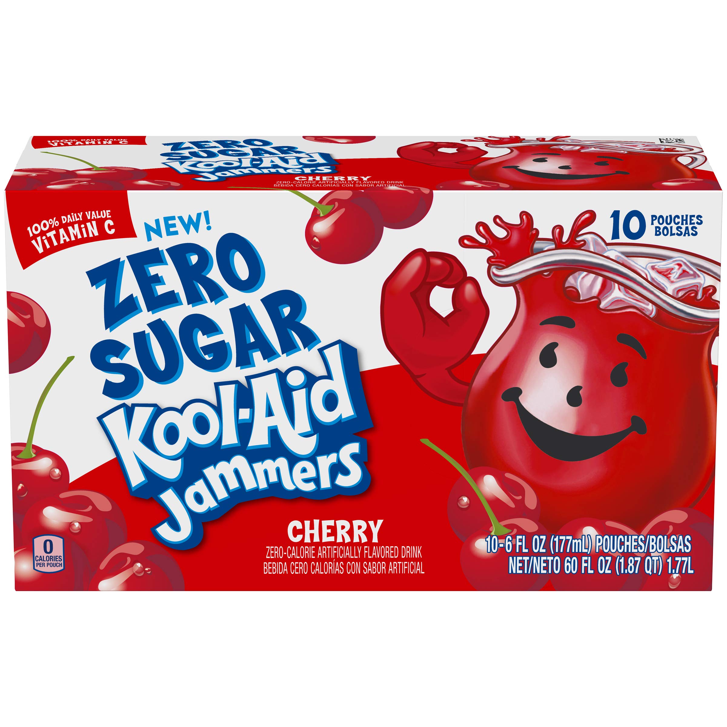 KoolAid Jammers Cherry Zero Sugar Artificially Flavored Soft Drink (10
