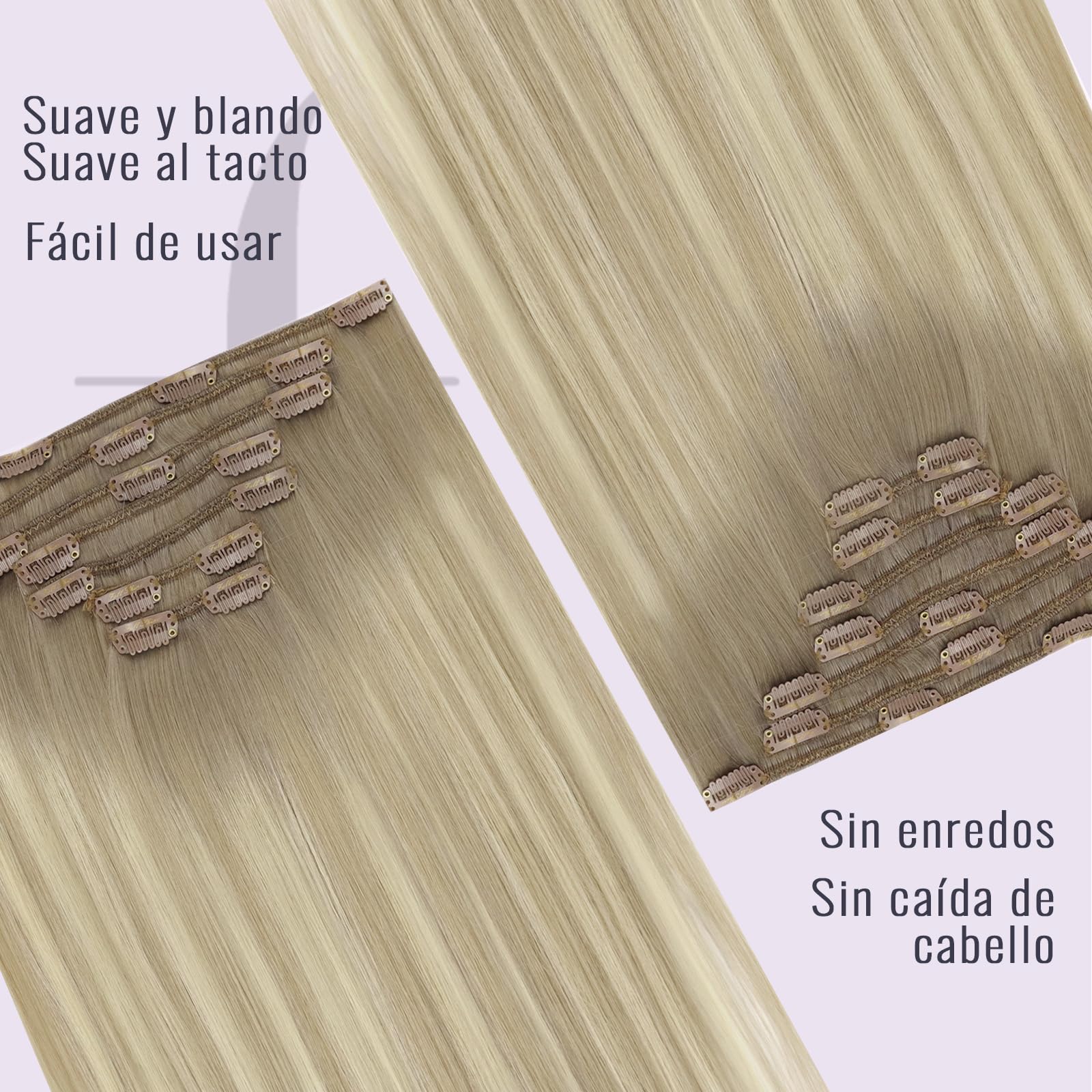 Fshine Extensiones De Clip 120g 40cm Extensiones Pelo Natural | Hair Extensions Clip In, No Requiere Visita A La PeluqueríA, Resultado De SalóN Profesional En Casa, Gruesos Y Brillantes
