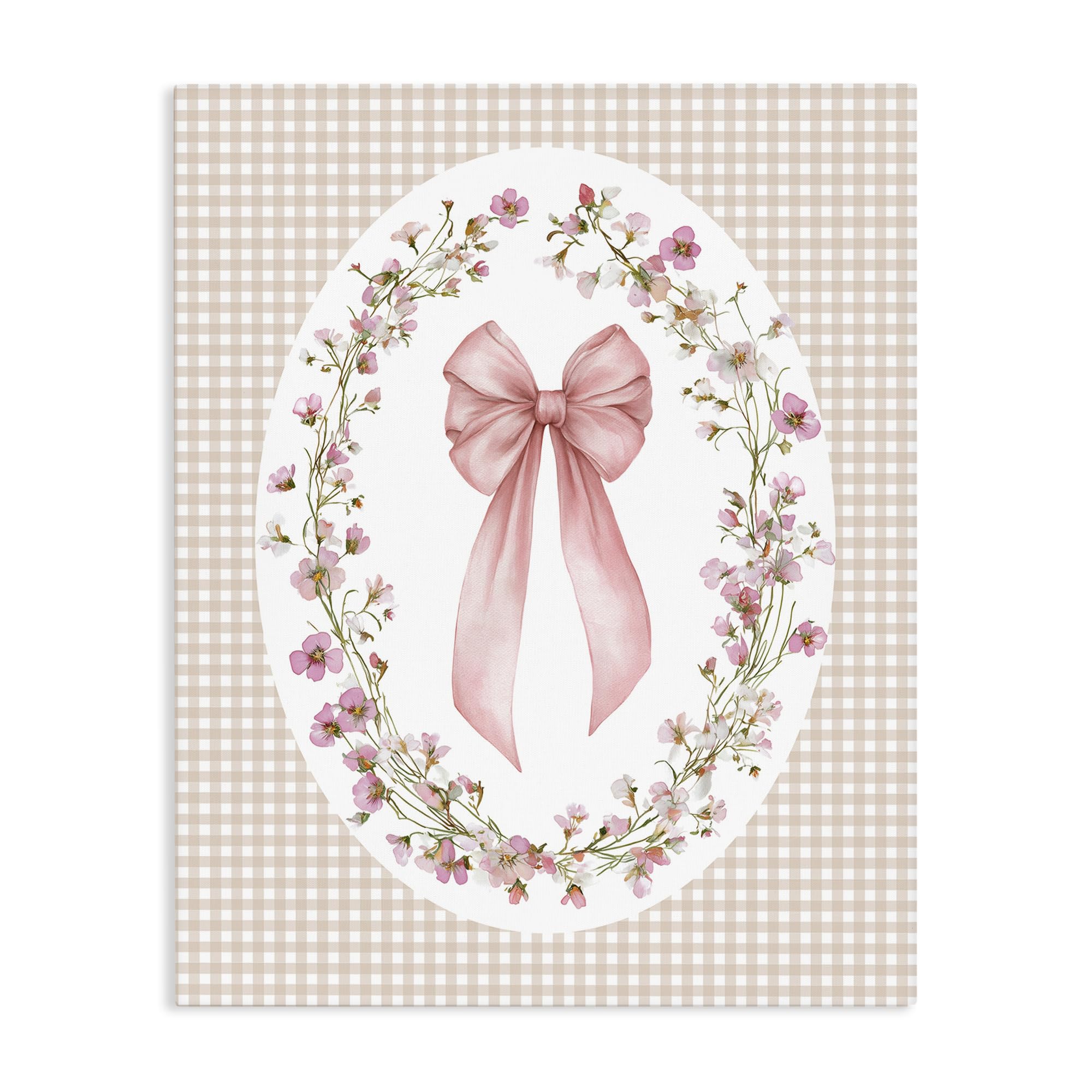 Stupell Industries 'Feminine Gingham Bow', Canvas Art, 24 x 30 Inches, Easy to Hang and Sturdy, Made in USA, by Christine Simpson Art