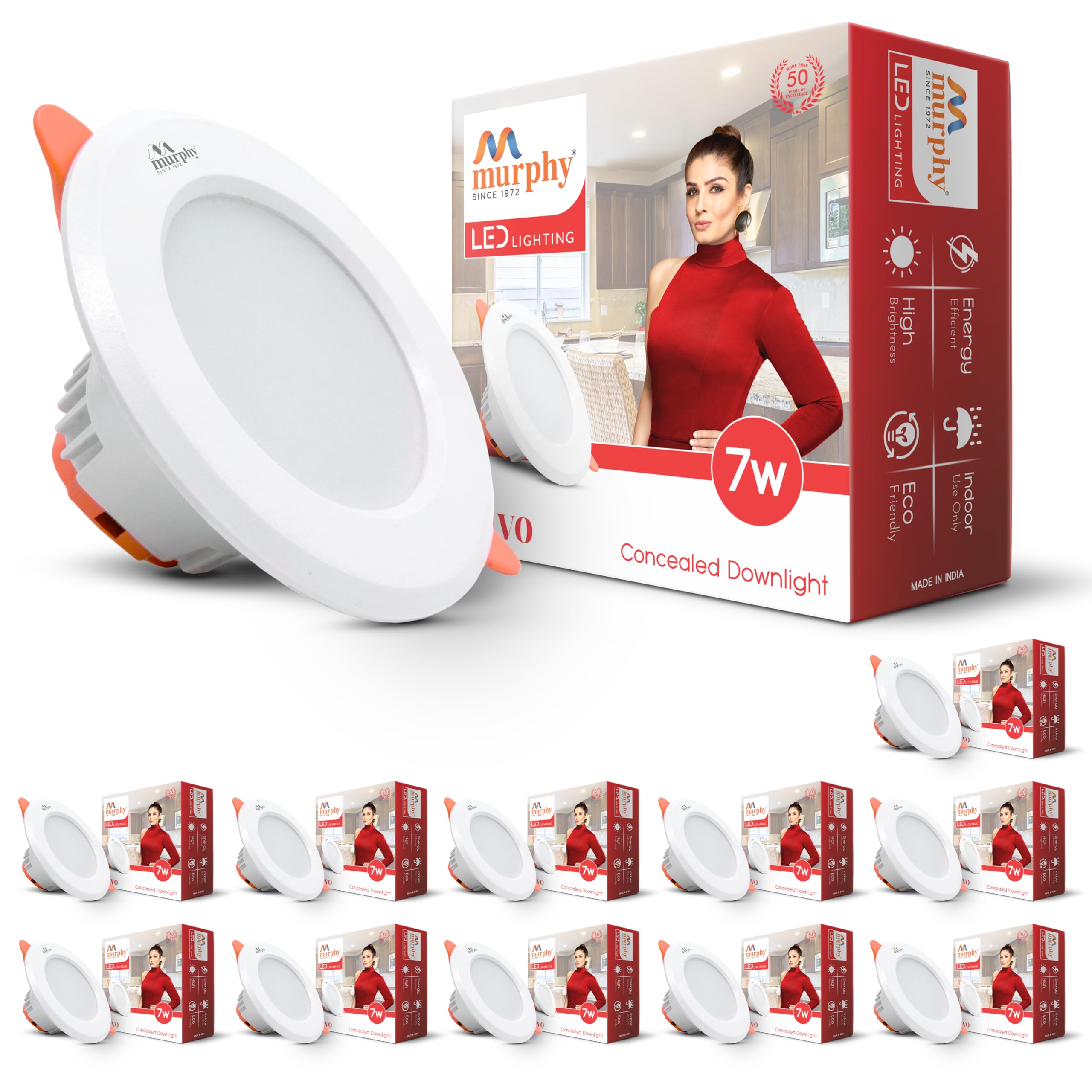 Murphy Vivo 7W LED Down Light, Warm White Light, Round, Pack of 12, Recessed Ceiling LED Light, Suited for 3 inch Junction Box (2 Years Warranty) (B092VC26DP) Amazon Price History, Amazon Price Tracker