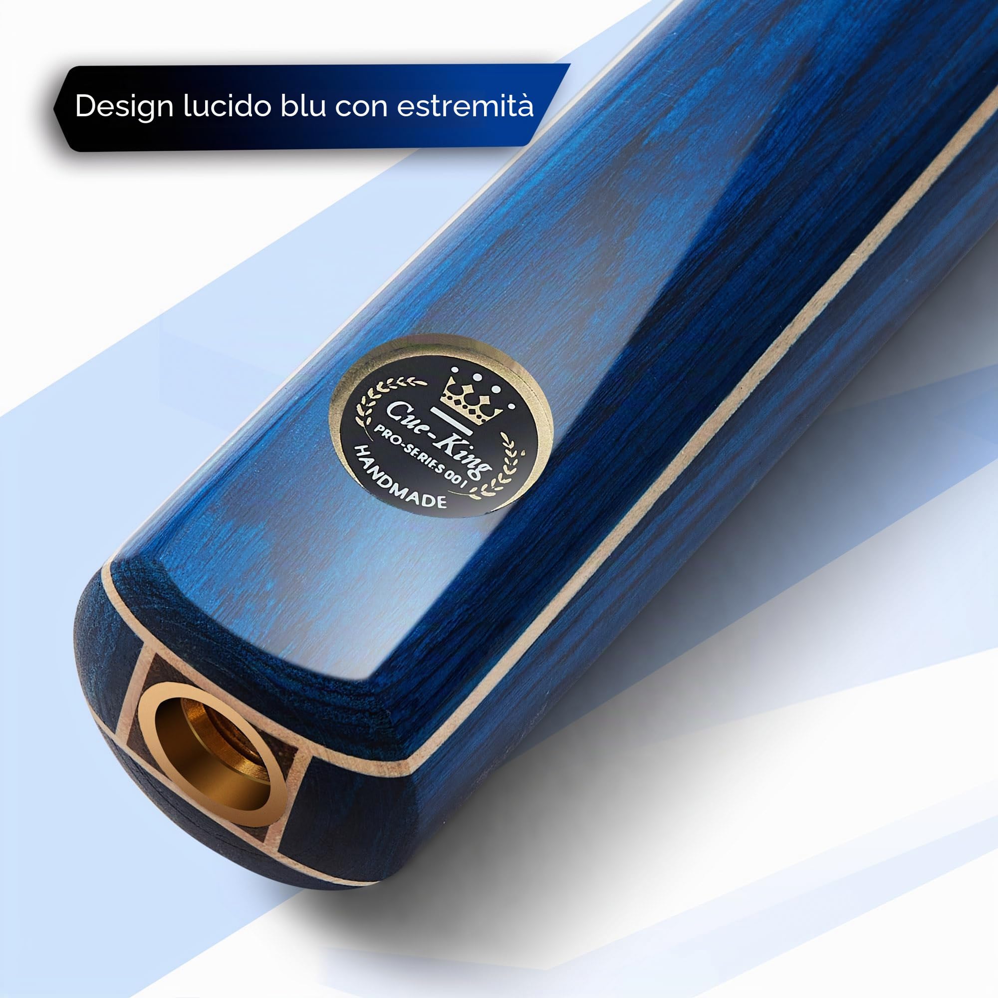Cue-King PRO Series 001 Stecca da Biliardo, Stecca da Biliardo, Fatta a Mano 57" 19 Once 3/4 snodata con Custodia Stecca Blu con Custodia Rigida Protettiva, Estensione e Asciugamano in Microfibra