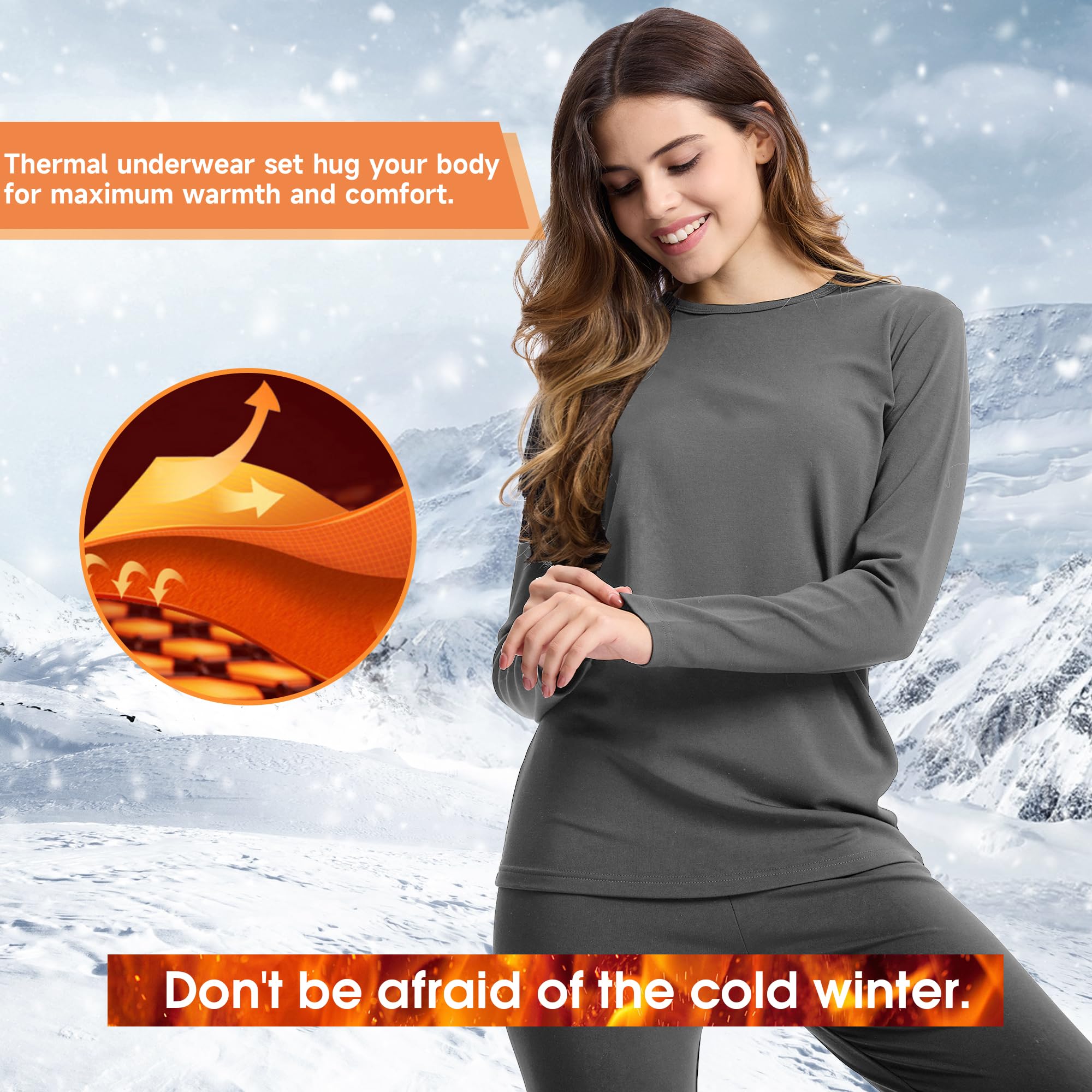 BAMBOO COOL Ropa interior térmica para mujer, monocolor
