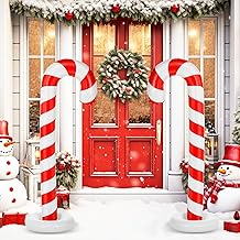 4 Pack 5ft Christmas Inflatable Candy Canes Outdoor Decorations, PVC Xmas Candy Canes Inflatable Column for Holiday Indoor Outdoor Holiday Yard Garden Lawn Decor (Red,White)