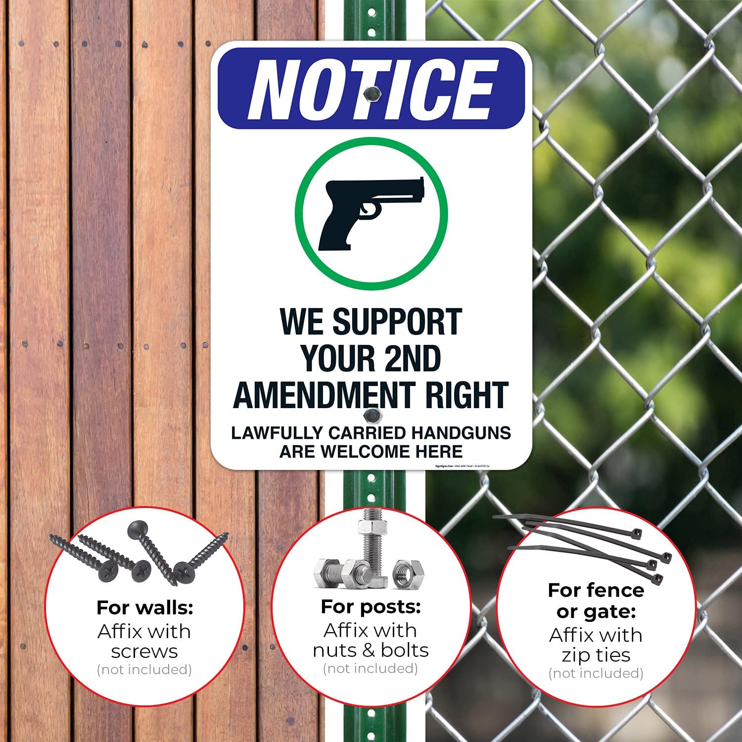 We Support Your 2nd Amendment Right Lawfully Carried Handguns are Welcome Here Sign, 18x24 Inches, Rust Free .063 Aluminum, Fade Resistant, Made in USA