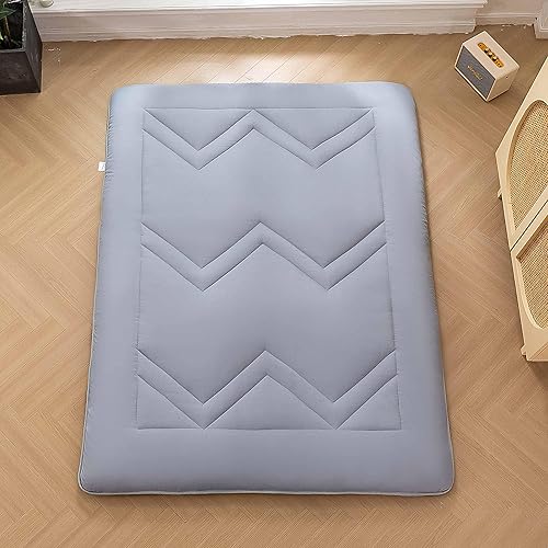 Miniatura 4 de Colchón japonés de algodón para piso, tapete plegable de tatami con funda lavable, tapete de dormir adecuado para acampar, gris, tamaño individual