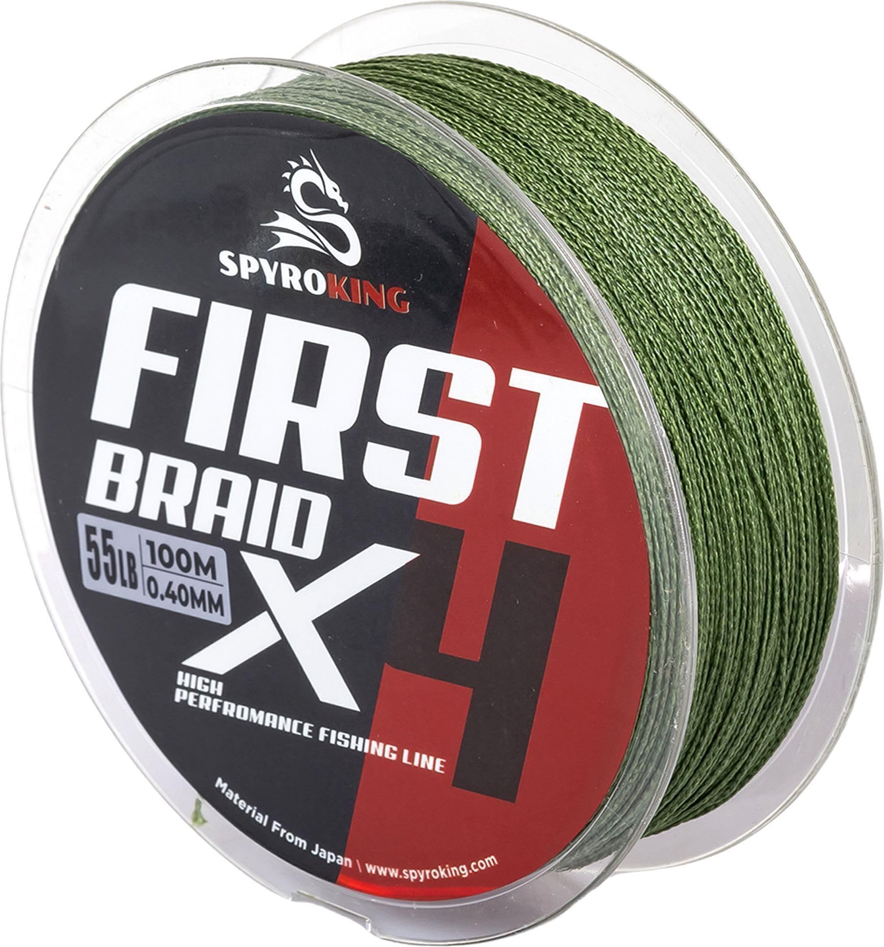 Spyroking First Braid X4 High Performance Braided Fishing Line, Green, 55lb, 100M, 0.40MM-image-13