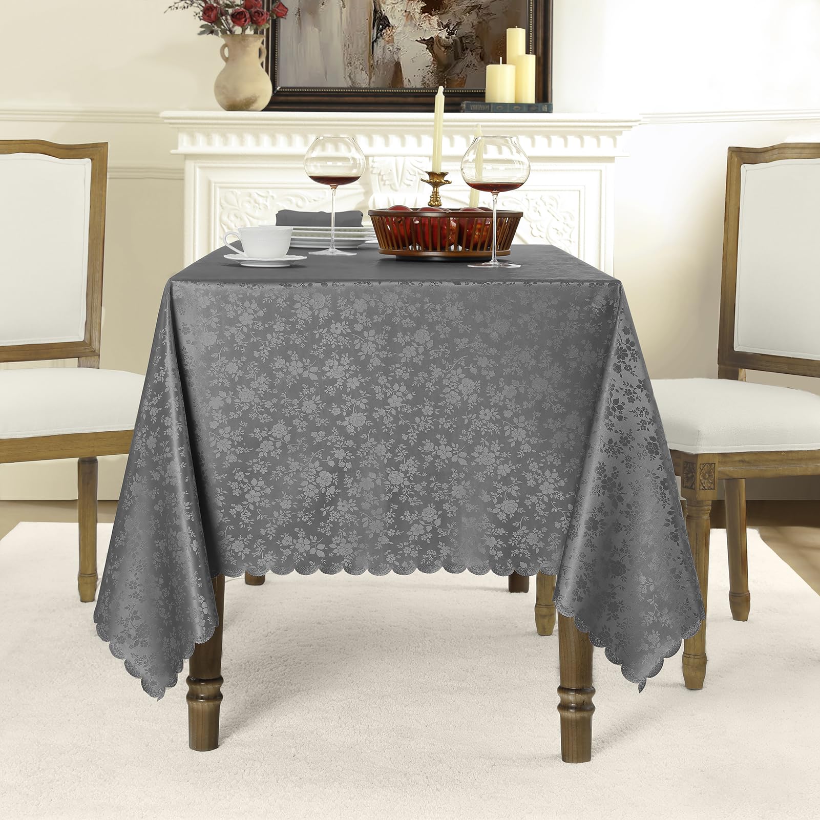 Romanstile Nappe en plastique anti-taches, rectangulaire 350 x 150 cm, pour 12 à 18 places, motif floral, nappe cirée PVC, couvre-table d'extérieur, imperméable, pour anniversaire, Noël, Nouvel An