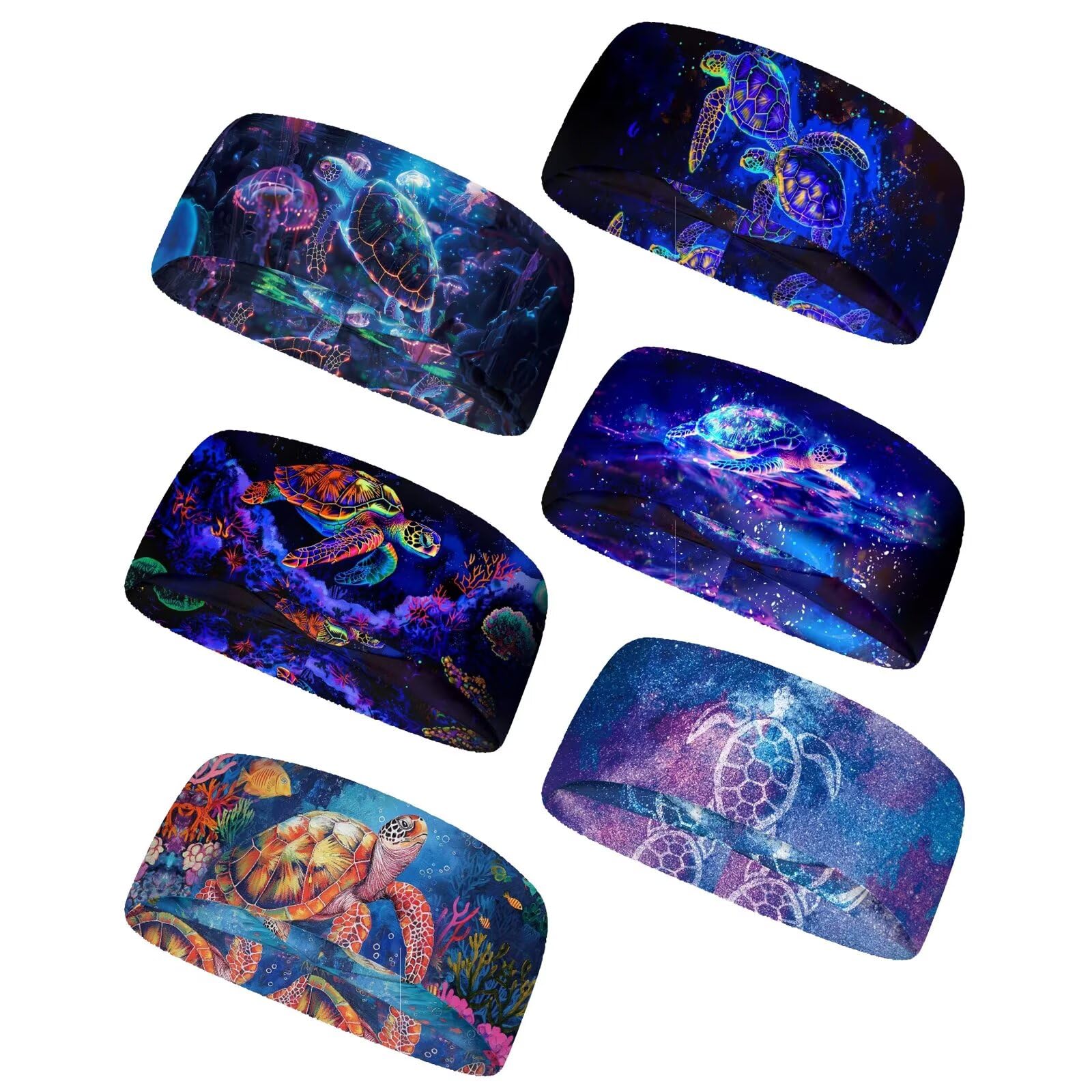 Forchrinse Sunflower with Text Print 6Pieces Sport Sweatband Headband for Soft Elasitc Headband Hair Bands Unisex Outdoor Sport Headbands