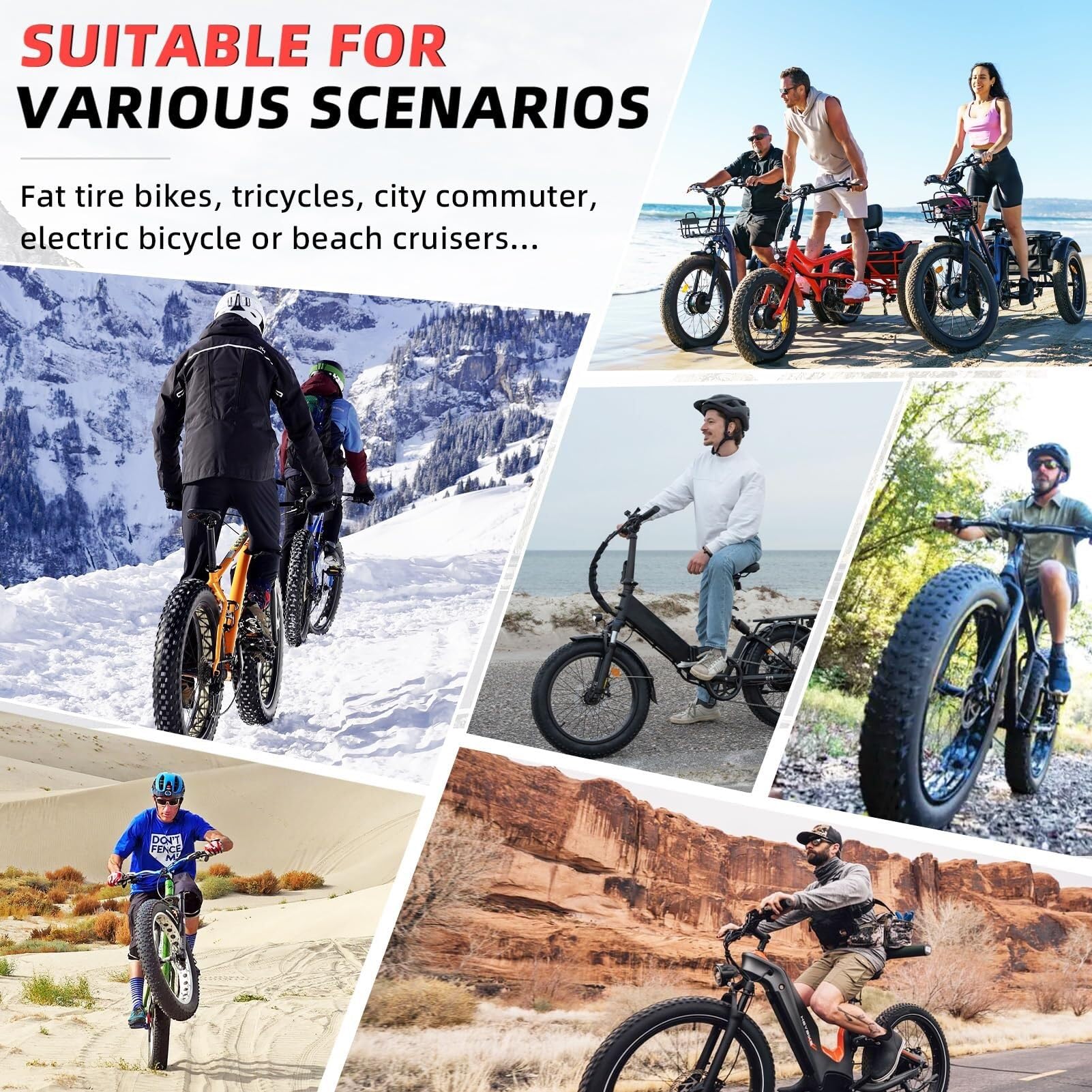 Zestaw opon do rowerów elektrycznych Fat Bike 20/24/26 x 4,0 cala z dętkami i dźwigniami, wytrzymałe, odporne na przebicie akcesoria do jazdy w górach, na śniegu i plaży