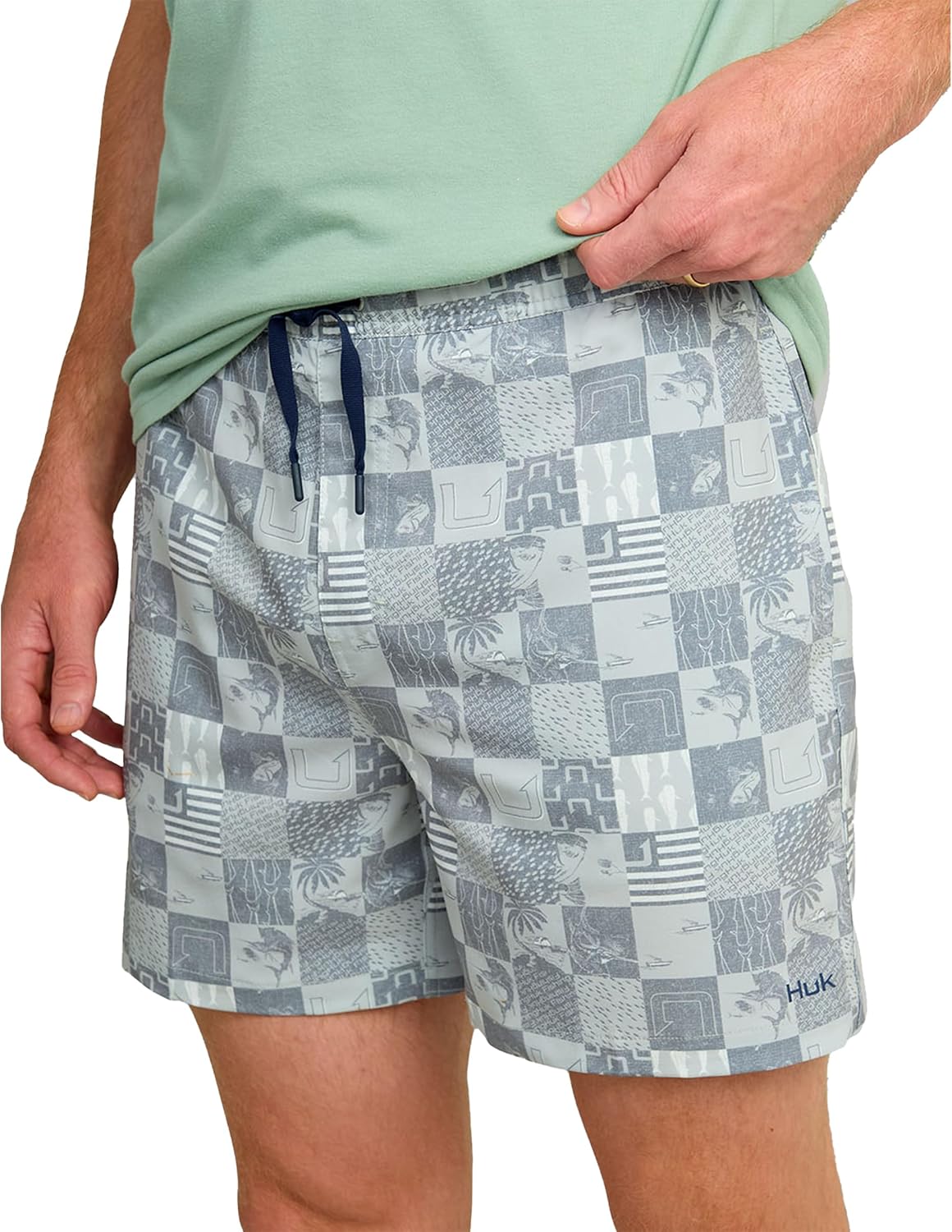 HUK Mens Pursuit Volley Pattern, Quick-Dry Swim Shorts for Men