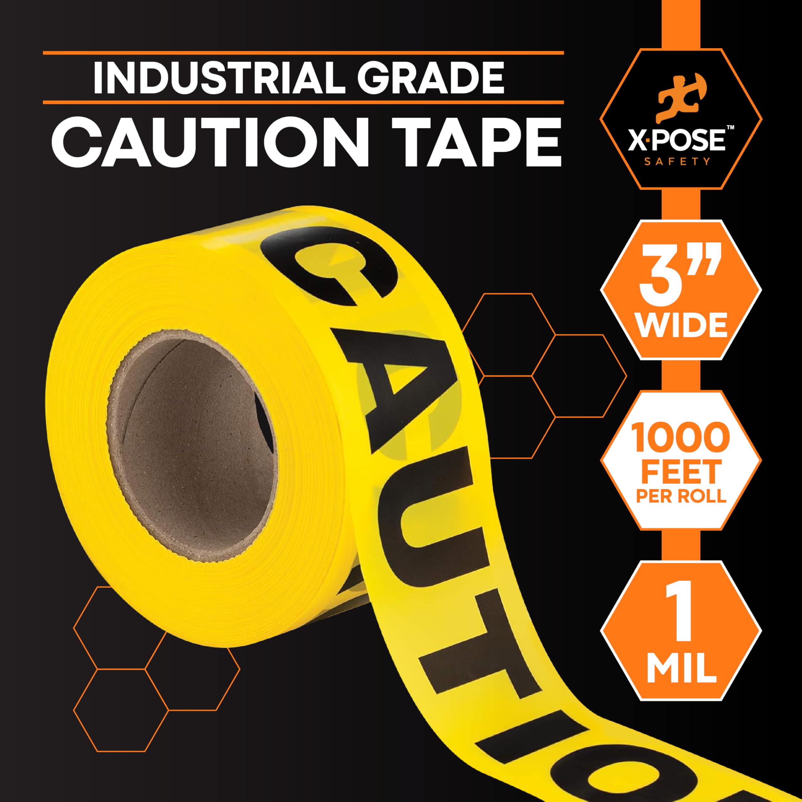 Xpose Safety Yellow Caution Tape – (1 Rolls) – 3