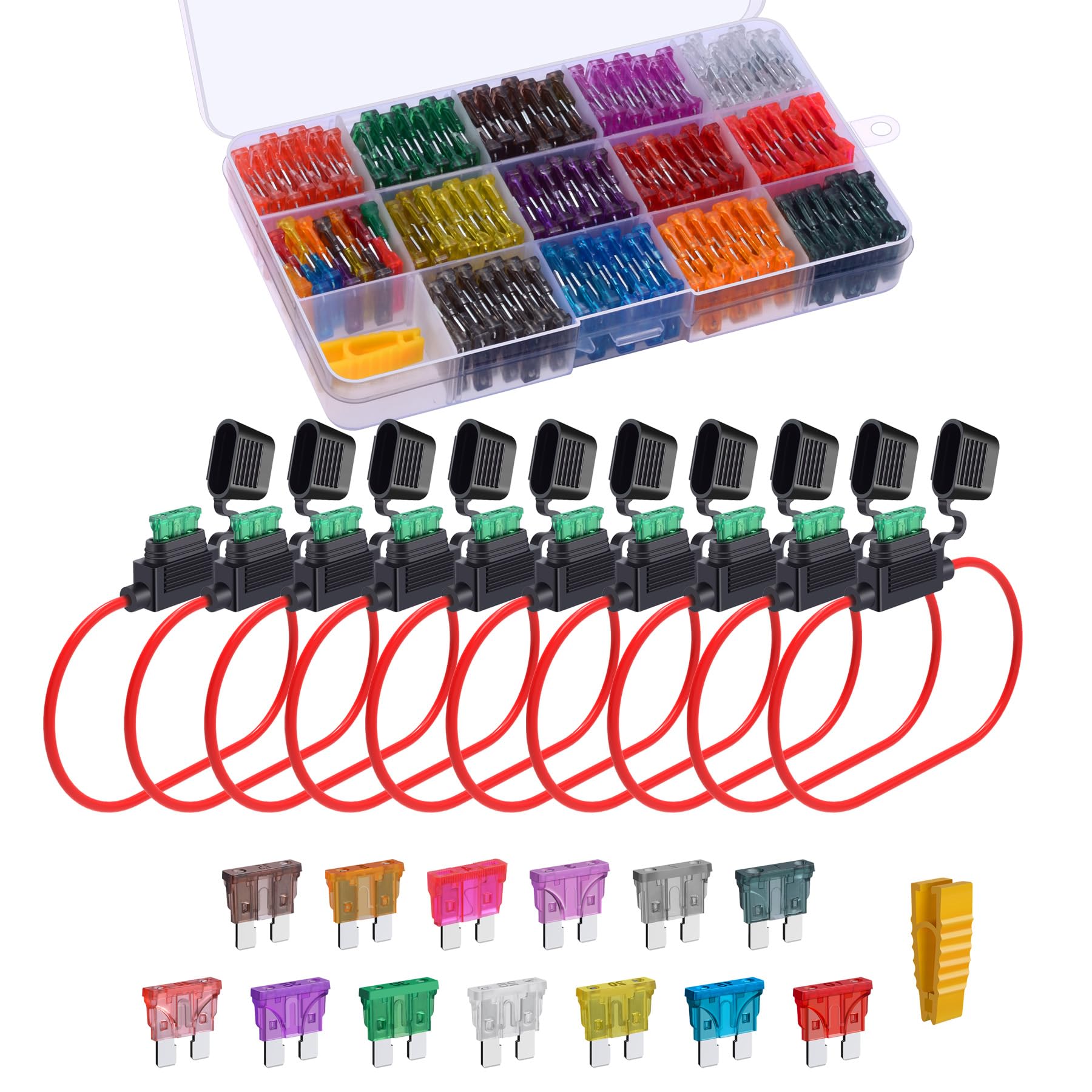 5-Pack Standard Blade In-Line Fuse Holders – 12V For Car, Motorcycle, ATV