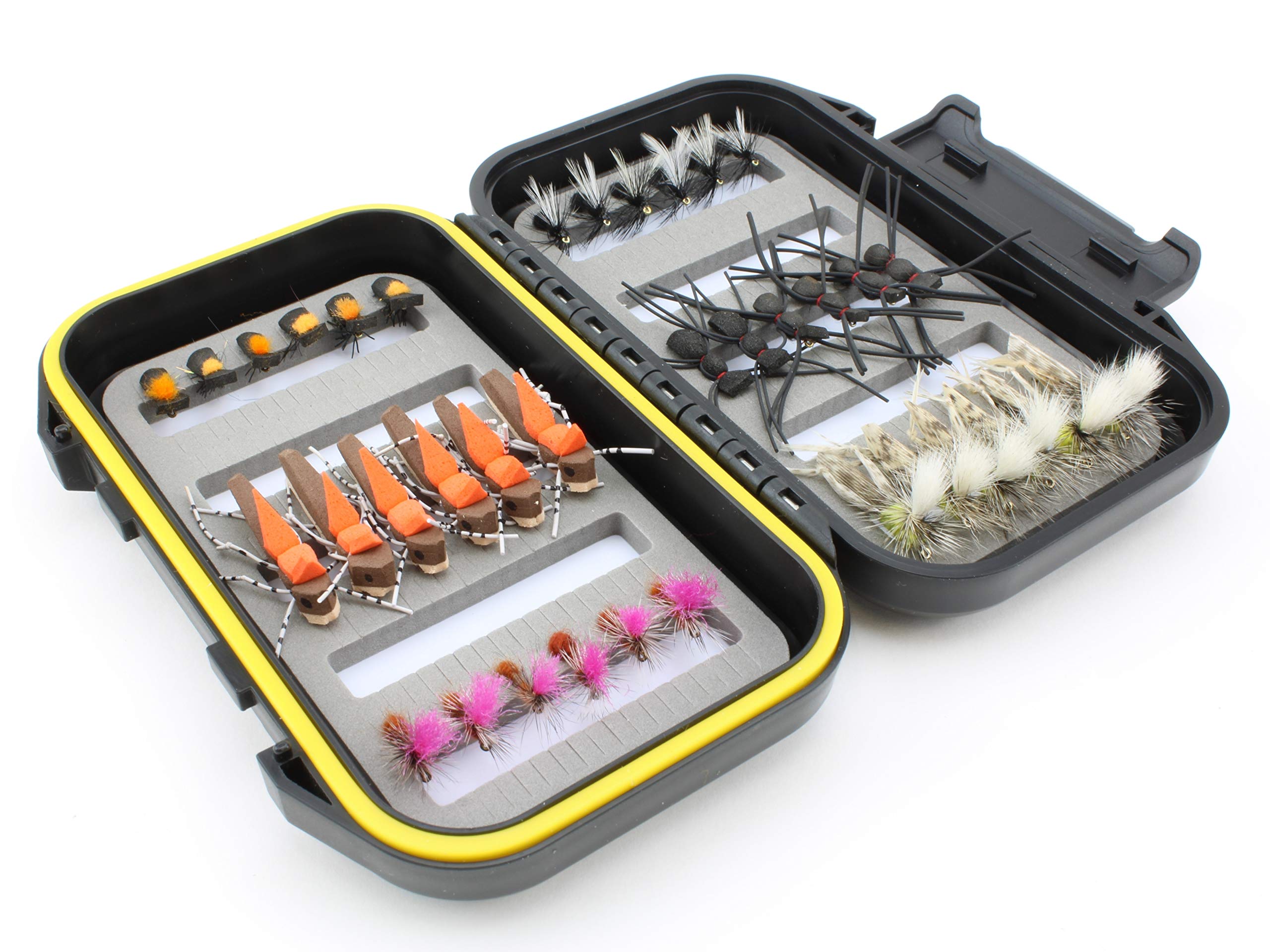 Wild WaterFly Fishing 36 Terrestrial Flies Assortment with Small Fly Box for Trout, Panfish, Crappie, Sunfish