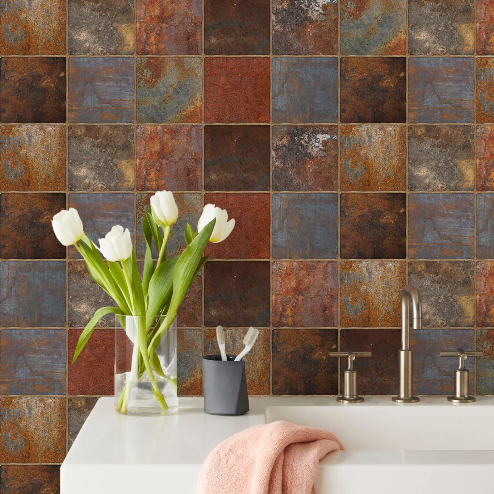 Carrelage Adhésif 15x15cm Couleur Rouille Credence Adhesive pour