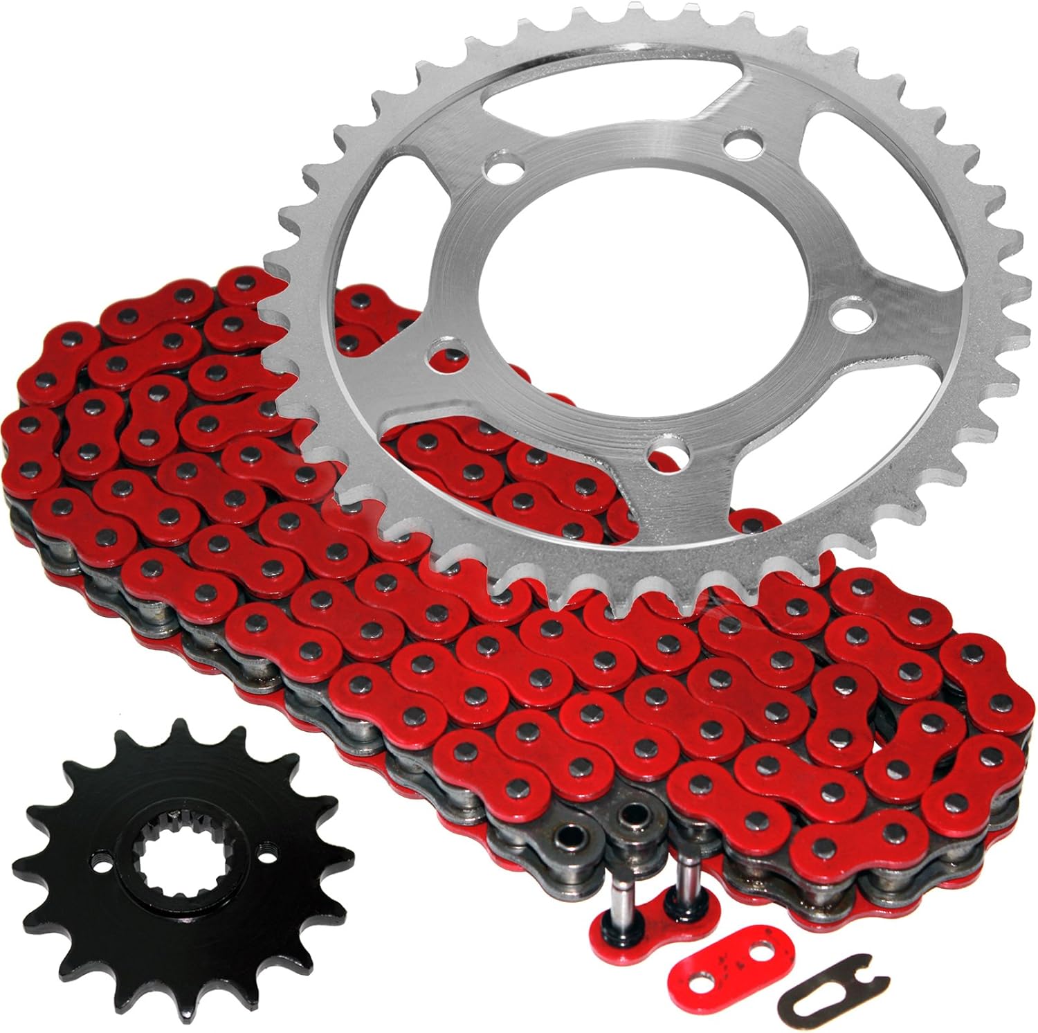 Caltric Red ORing Drive Chain & Sprockets Kit Compatible