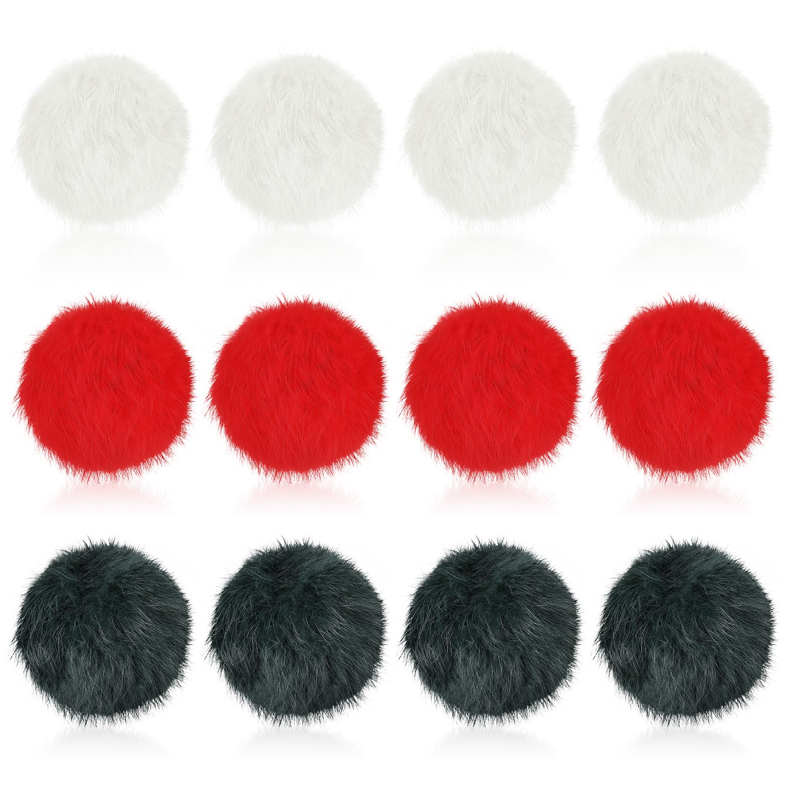 LEIFIDE 12 Pieces Real Rabbit Fur Pom Pom Kitty Cat Toy Fluffy Cat Balls Soft Fuzzy Balls for Kitty Pets Kitten Chase Quiet Play, 3 Inches in Diameter