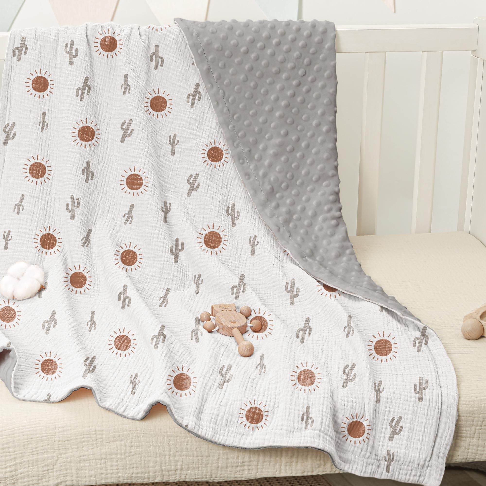 Bearmoss - Coperta per neonati in cotone, morbida coperta per gattonare per bambini, lenzuola in musselina per neonati, per bambini piccoli, ragazza e ragazzo, 70x100cm (Sole)
