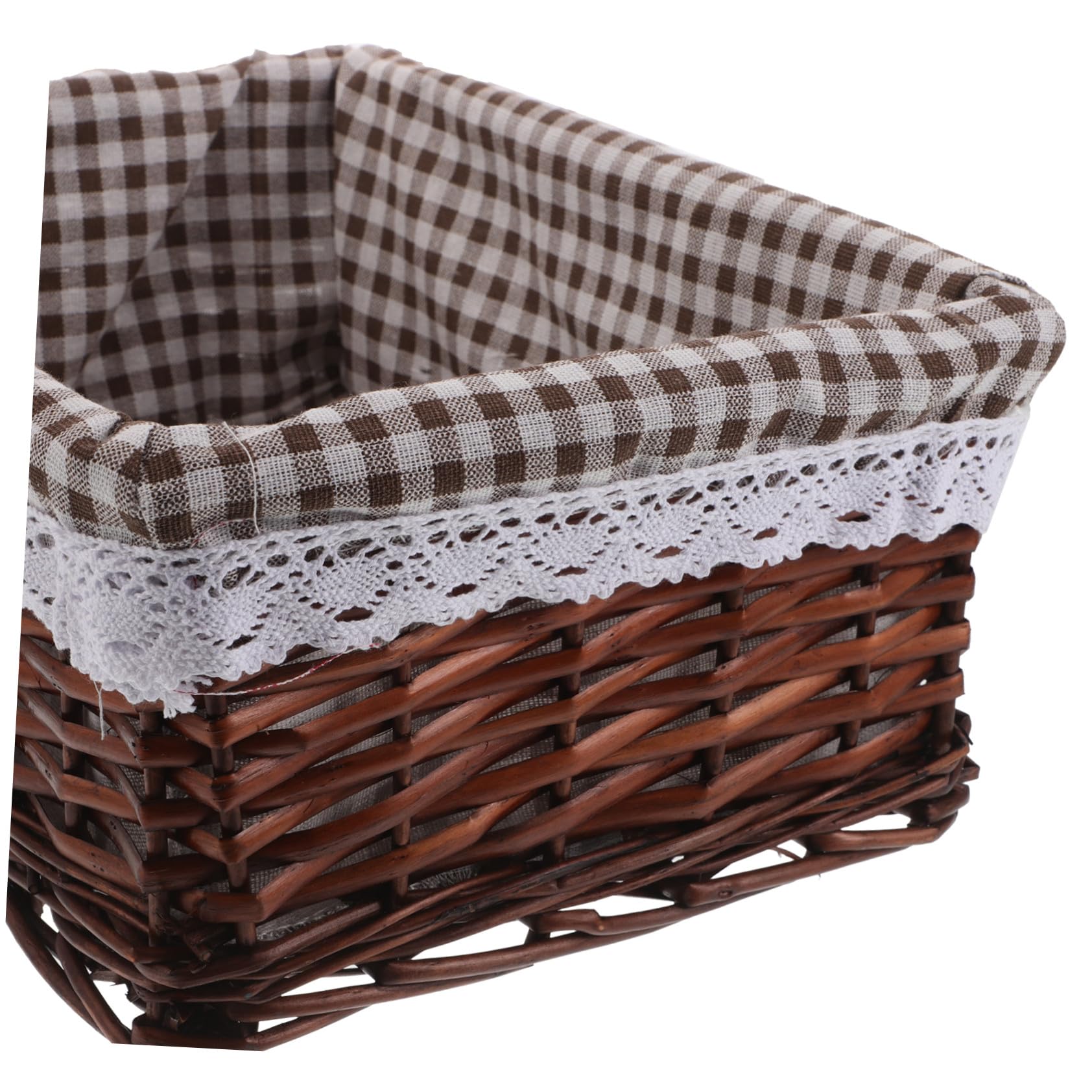 DOITOOL 3 Piezas Cesta de Almacenamiento Tejida de Mimbre Rectangular de Cesta de Mimbre para Aperitivos Mano con Forro para Libros Despensa y Artículos Diversos