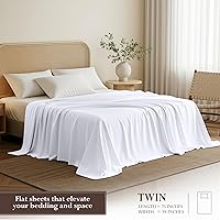 Vista 2 de Utopia Bedding Sábana plana – 1 paquete (individual, blanco) – Tela de microfibra suave cepillada – Sábana superior resistente al encogimiento y a