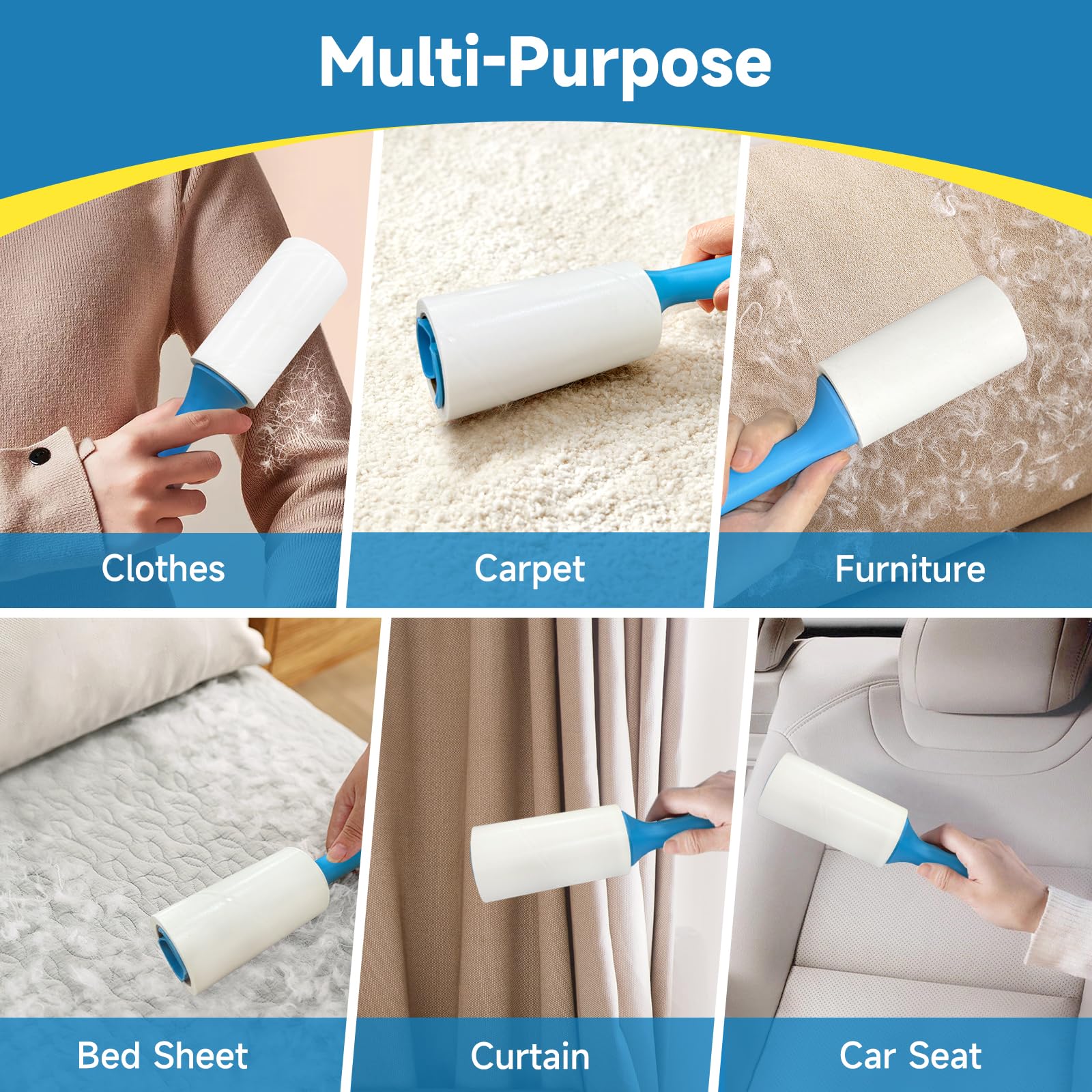 Swihauk 600 Sheets Extra Sticky Lint Rollers for Pet Hair, Easy Spiral Tear Lint Roller for Clothes with Ergonomic Handle, Multipurpose Lint Remover for Furniture, Carpet, Car Seat - image 8