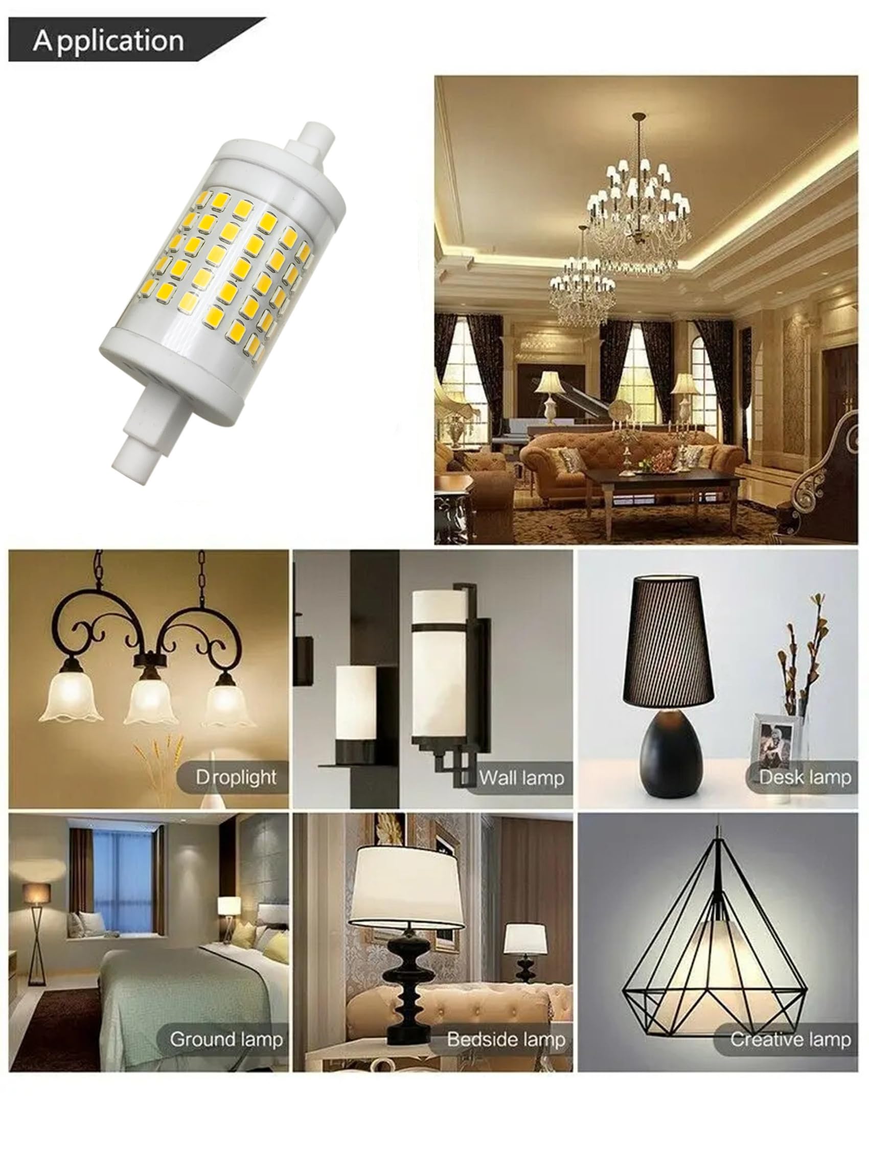 Ściemnialna żarówka LED R7S 78 mm J 78 15 W 120/220 V 1500 lm Reflektor stojący na podłodze Lampa zamienna typu J Żarówka LED Wolfram Halogen 150 W (4 sztuki),Cool white 6000k,15W 220V