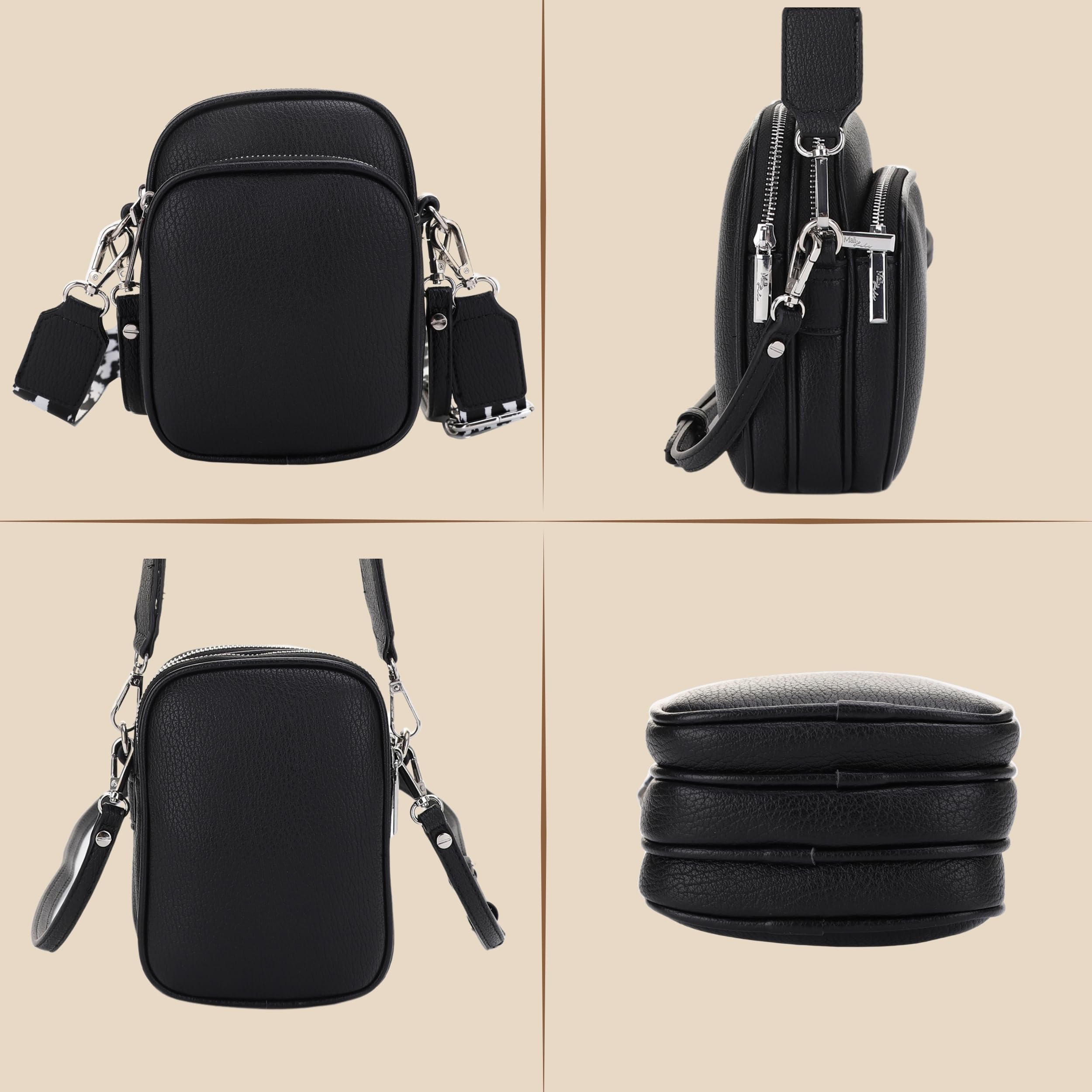 Mali+Lili Small Crossbody Bag for Women, Triple Compartment Shoulder Bag with Double Strap