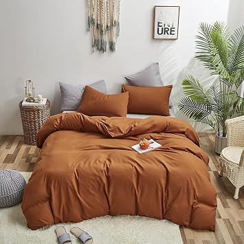 Karever Pumpkin Pillowcases Envelope Closure Cinnamon Pillow Covers Pack of 2 Solid Burnt Orange Bed Pillowcases Queen Pillowshams 20