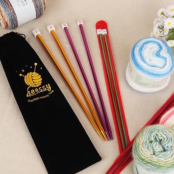 Reessy Coloured Knitting Needles Set, 35cm Long Aluminium Knitting Needles
