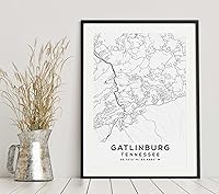 Vista 6 de Mapa de Gatlinburg, Tennessee, Light 2 (16x20)