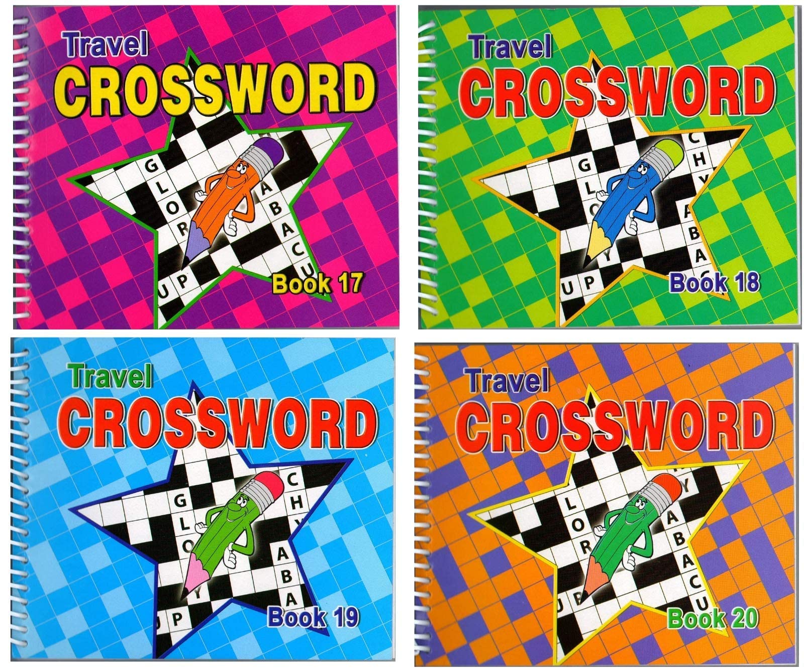 Set of 4 x Crossword Puzzle A5 Books Spiral Bound 170 Puzzles