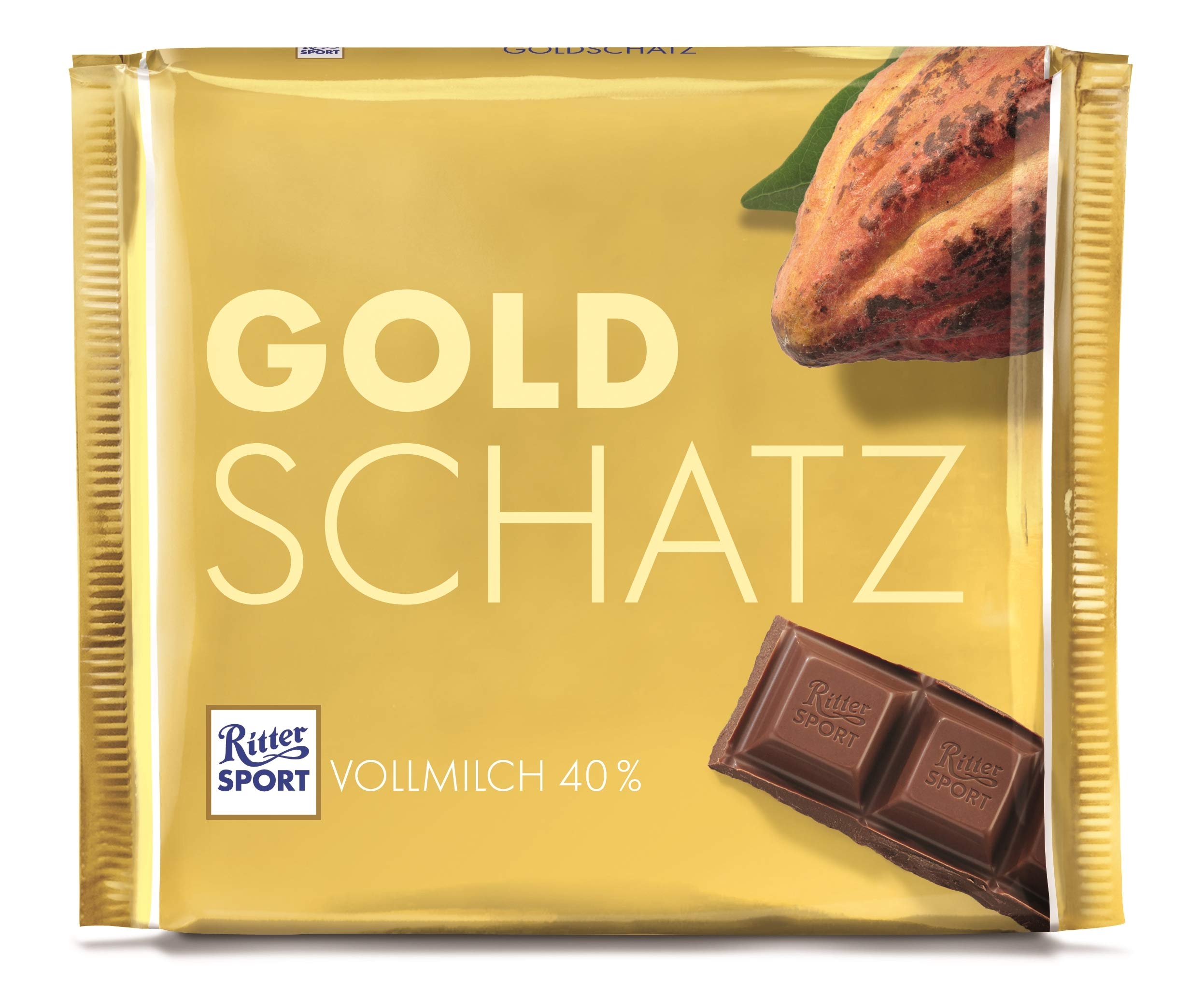 Ritter Sport 250g Goldschatz (11 x 250 g), hochwertige Vollmilchschokolade, verfeinert mit Trinitario-Kakao und dezenter Milchnote, 250g Großtafel