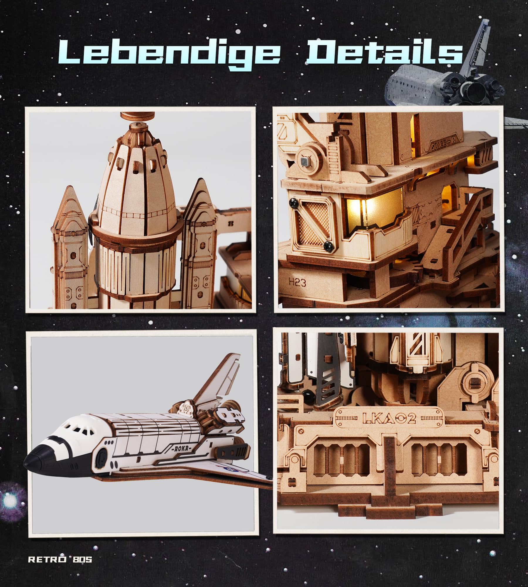 ROKR 3D Holzpuzzle Erwachsene Raumfähren Modellbausatz STEM Geschenkidee für Männer (Space Shuttle LKA02)