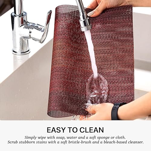 Miniatura 126 de LEXMORE Juego de 6 manteles individuales tejidos de vinilo/plástico para mesa de cocina, interior/exterior, lavables, manteles individuales lavables