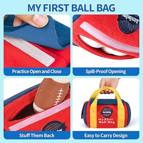 Miniatura 3 de Juguetes para bebés de 6 a 12 meses  My First Sports Bag Juguetes musicales para bebés con 4 bolas sensoriales  Baloncesto, fútbol, béisbol, fútbol
