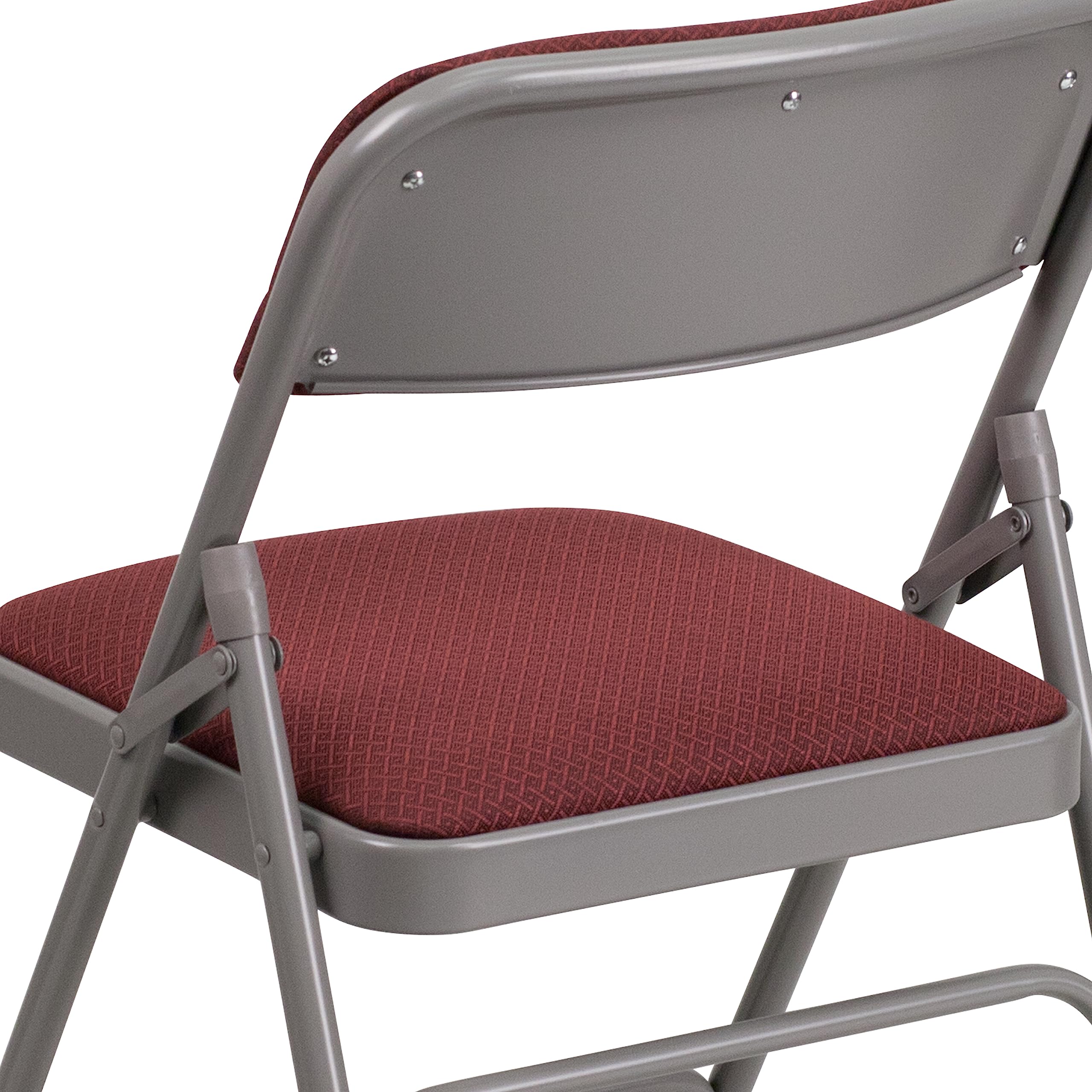 Flash Furniture Hercules Series Chaise Pliante incurvée à Triple Renfort et Double charnière en Tissu à Motif Bordeaux