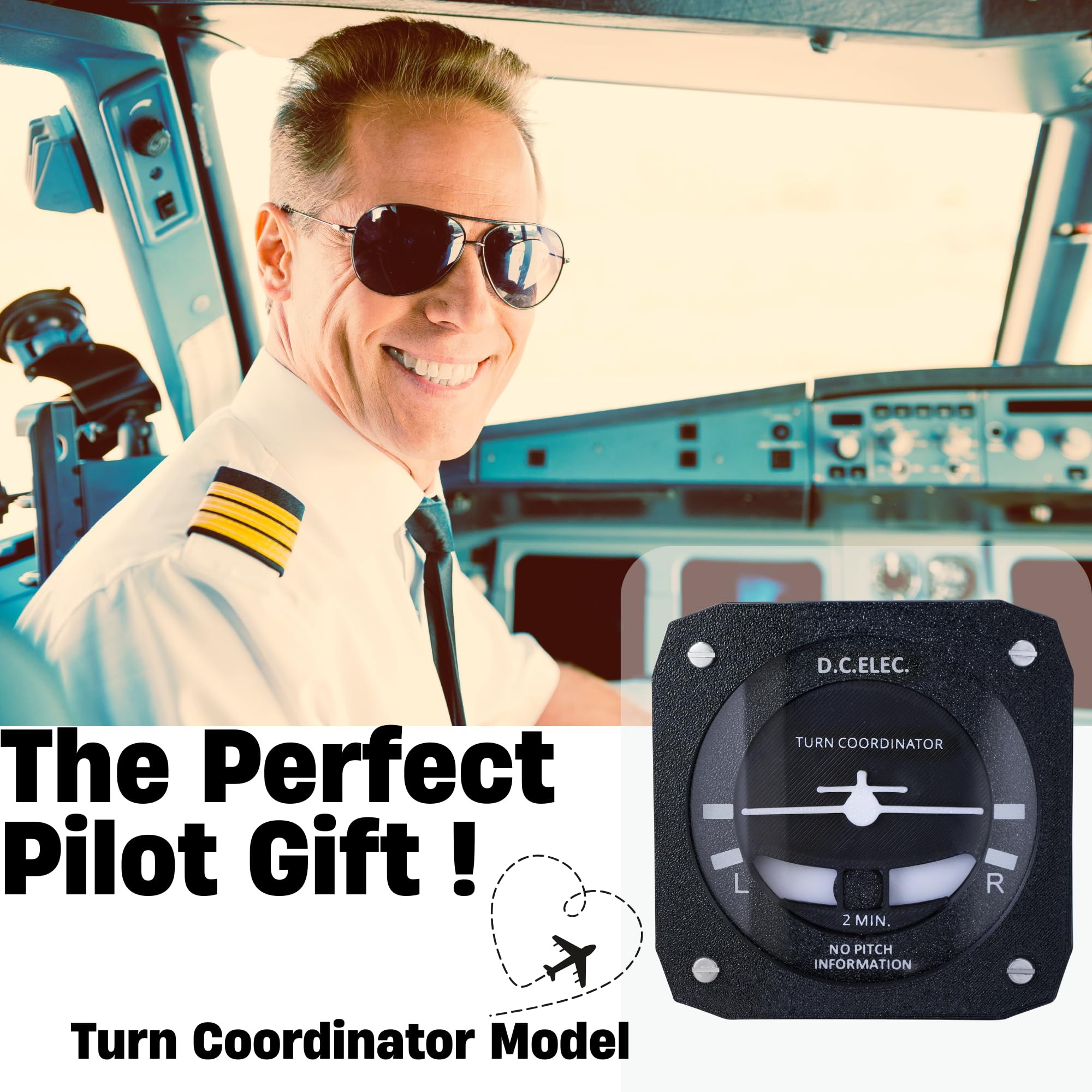 Pilot Gifts Turn Coordinator model for Car Vent,Aviation Gift of Flight school, Airplane novelty gifts for men, Father's Day, Christmas, Birthday