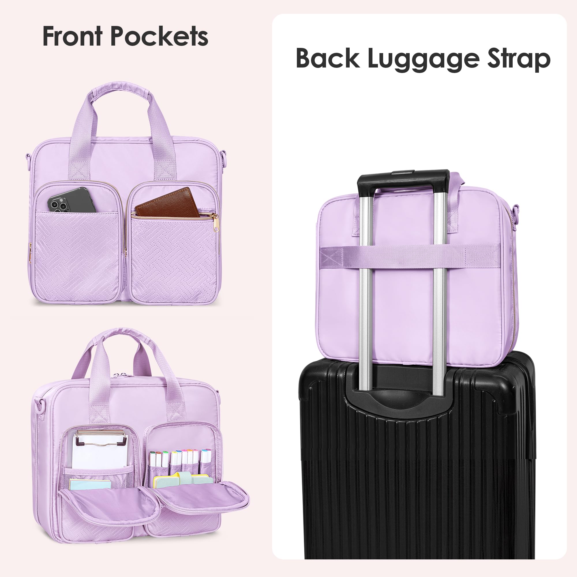 Raccoglitore a 3 anelli con cerniera, 5 cm, con tracolla, per laptop da 13 pollici e 500 fogli, viola (solo borsa vuota)