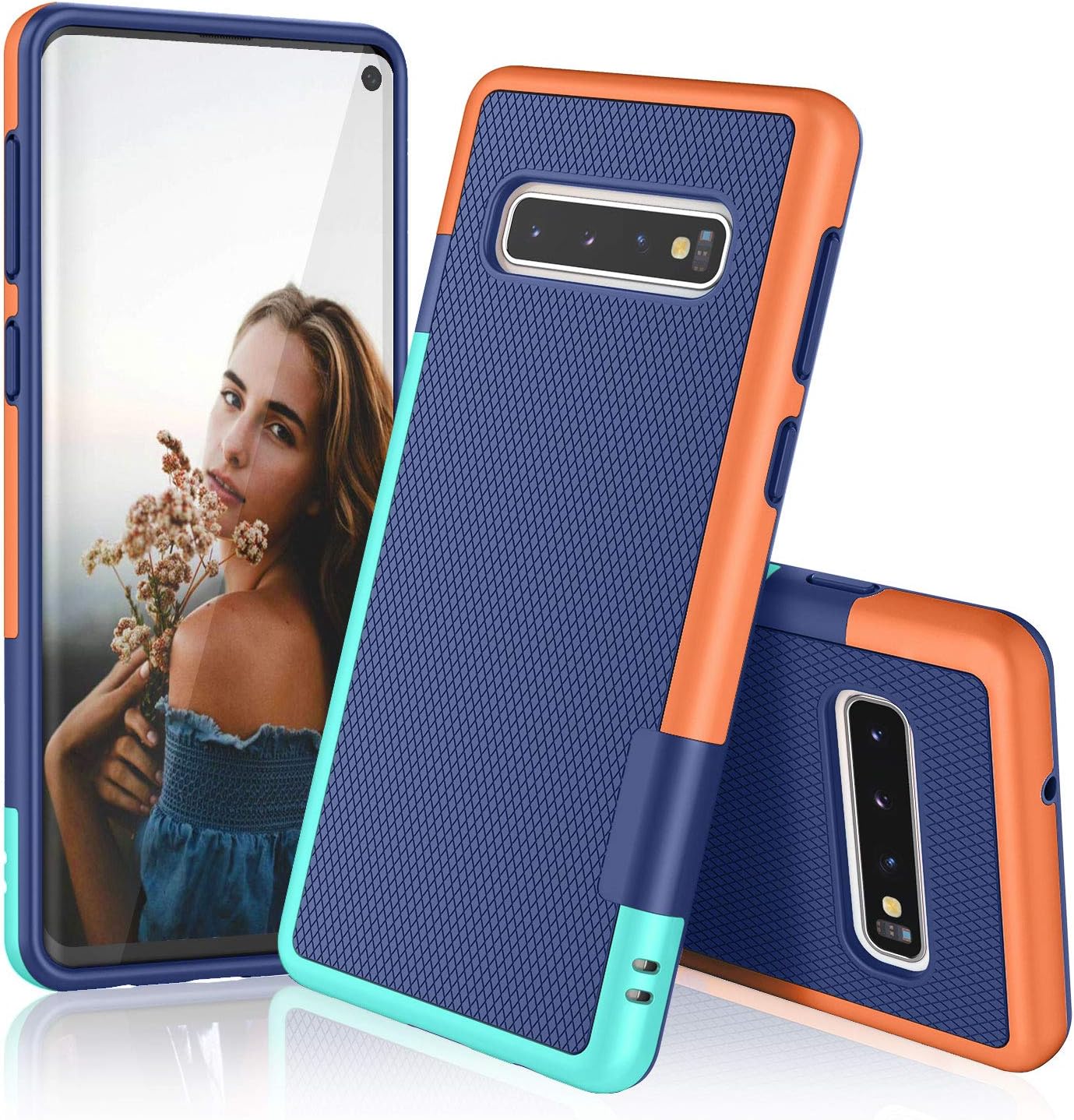 TILL for Galaxy S10 Case, (TM) Ultra Slim 3 Color Hybrid Impact Anti-Slip Shockproof Soft TPU Hard PC Bumper Extra Front Raised Lip Case Cover for Samsung Galaxy S10 G973U [Blue]